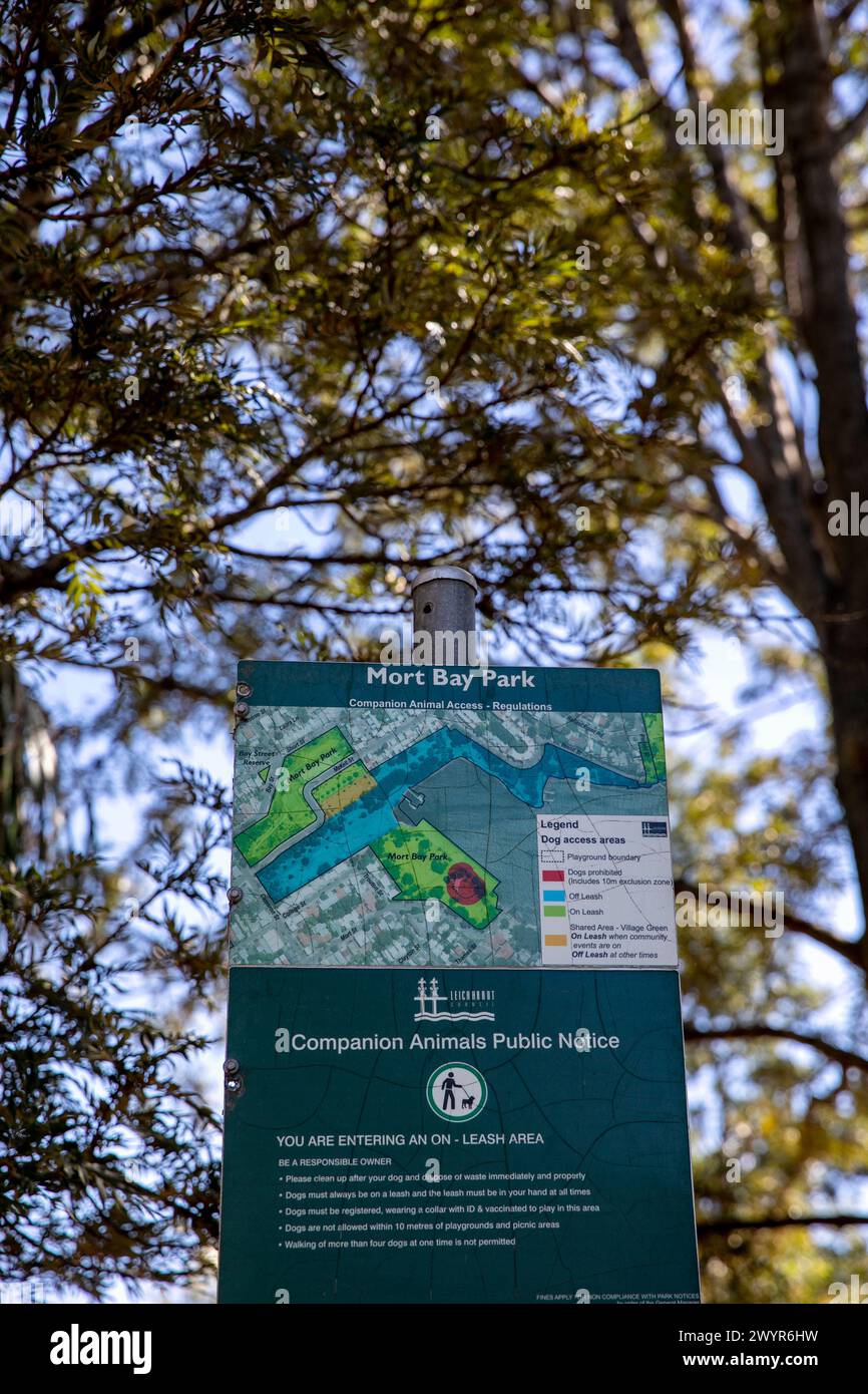 Mort Bay Park in Birchgrove Sydney auf der Balmain Peninsula, Ort des ersten Trockendocks Australiens, erbaut 1855 und geschlossen 1959, Sydney, Australien Stockfoto