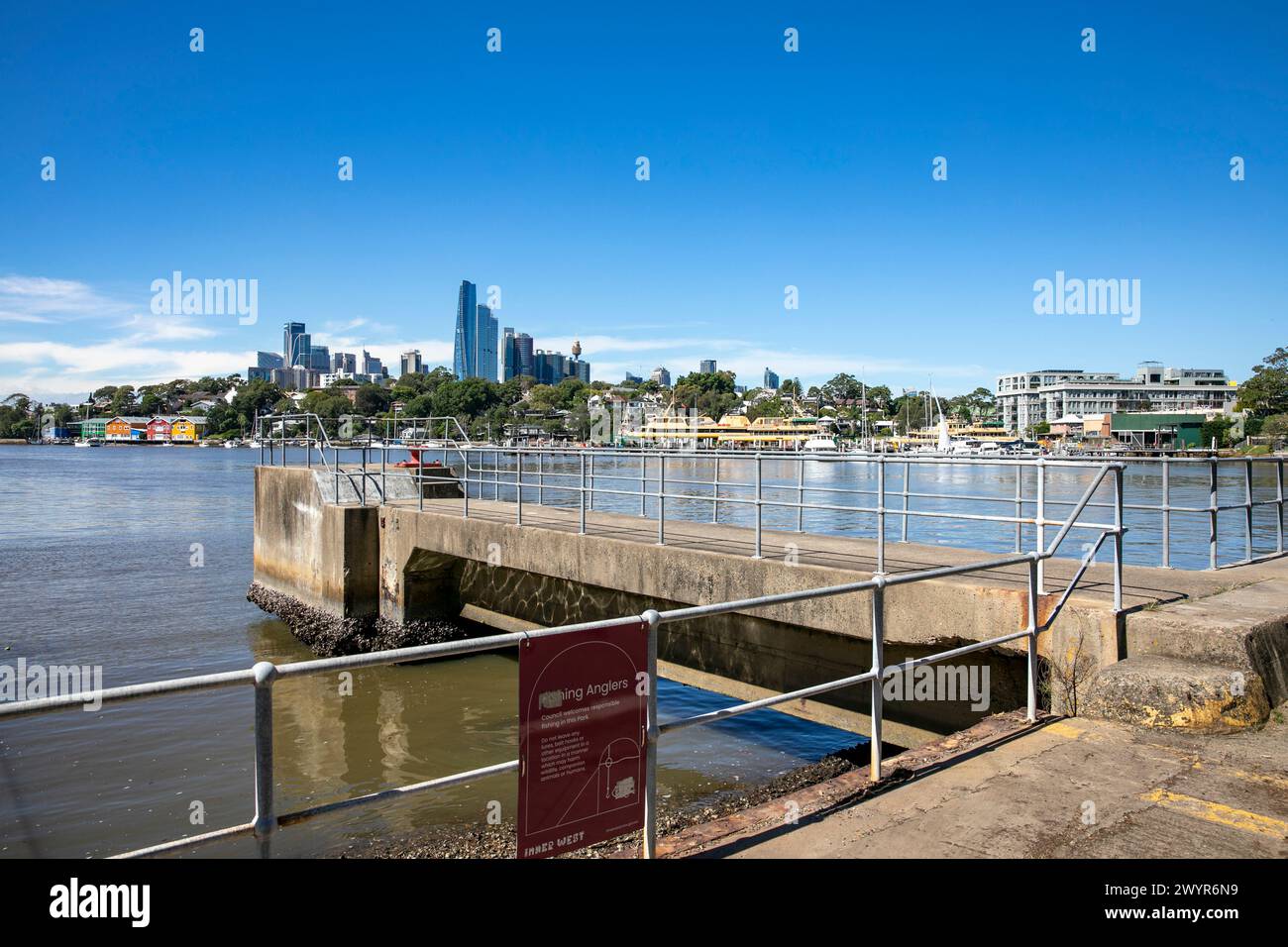 Sydney, Australien, Morts Bay Park mit Australiens erstem Trockendock und Blick auf das Stadtzentrum von Sydney und die Stadtlandschaft, NSW, Australien Stockfoto