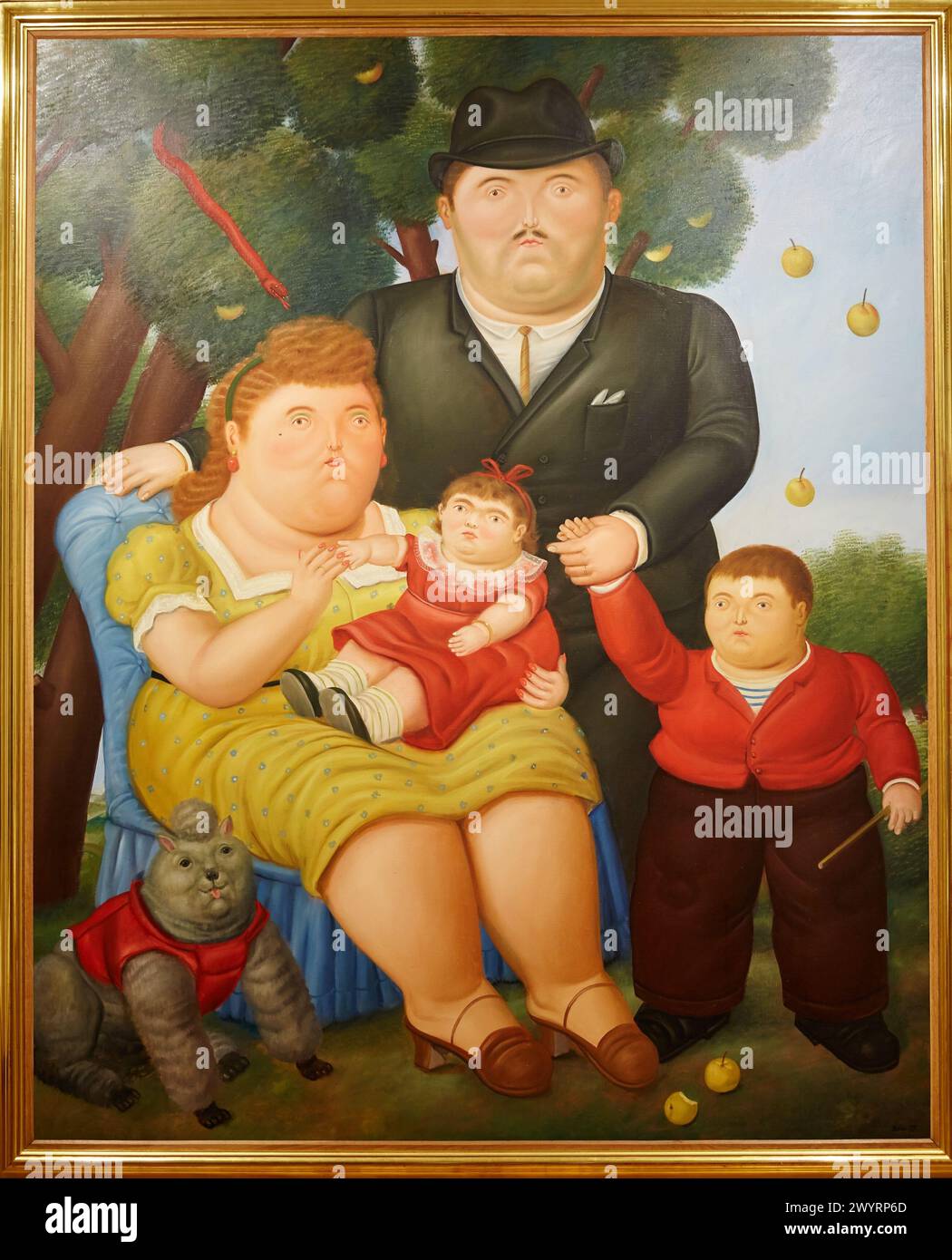 "Una familia", 1989, Fernando Botero, Museo Botero, Bogota, Cundinamarca, Kolumbien. Stockfoto