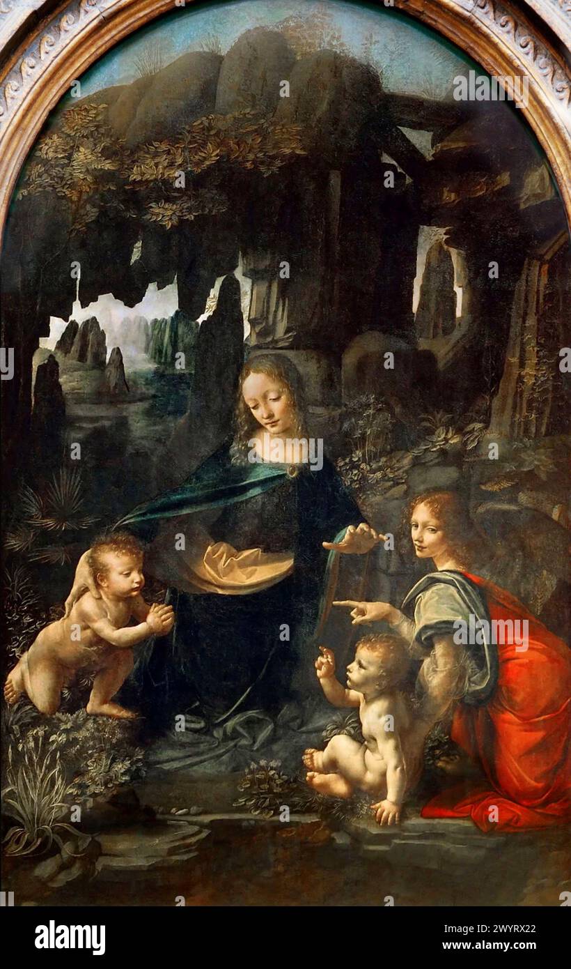 „La Vierge aux rochers“. Léonard de Vinci. Louvre Museum. Paris. Frankreich Stockfoto