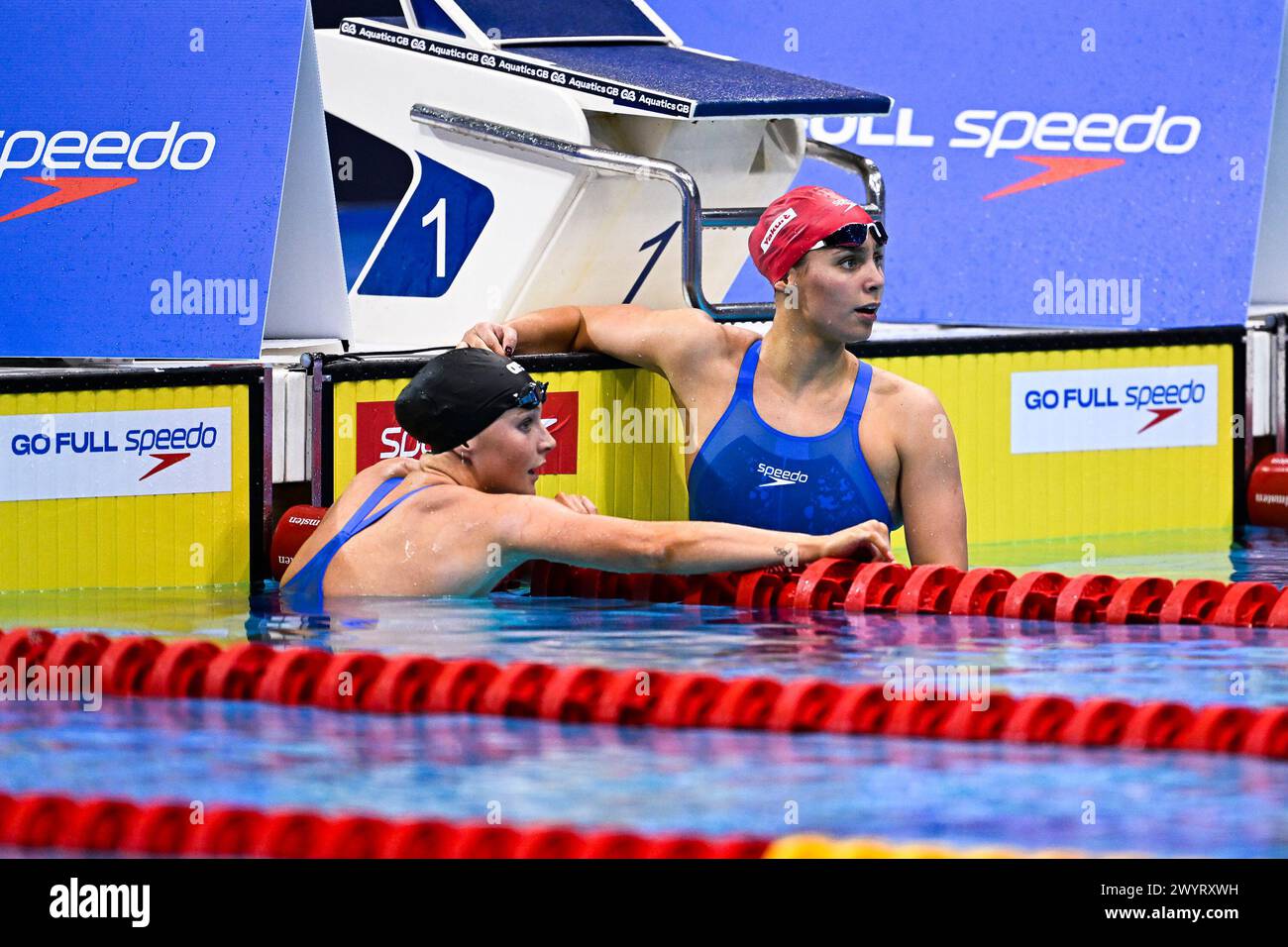 LONDON, VEREINIGTES KÖNIGREICH. April 2024. Finale während der Speedo Aquatics GB Schwimmmeisterschaft 2024 - Tag 6 im London Aquatics Centre am Sonntag, 07. April 2024. LONDON ENGLAND. Quelle: Taka G Wu/Alamy Live News Stockfoto