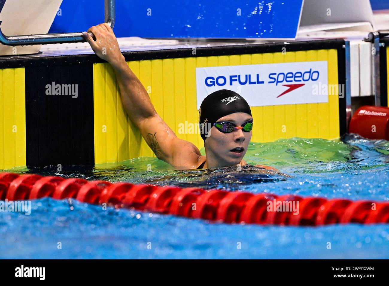 LONDON, VEREINIGTES KÖNIGREICH. April 2024. Finale während der Speedo Aquatics GB Schwimmmeisterschaft 2024 - Tag 6 im London Aquatics Centre am Sonntag, 07. April 2024. LONDON ENGLAND. Quelle: Taka G Wu/Alamy Live News Stockfoto