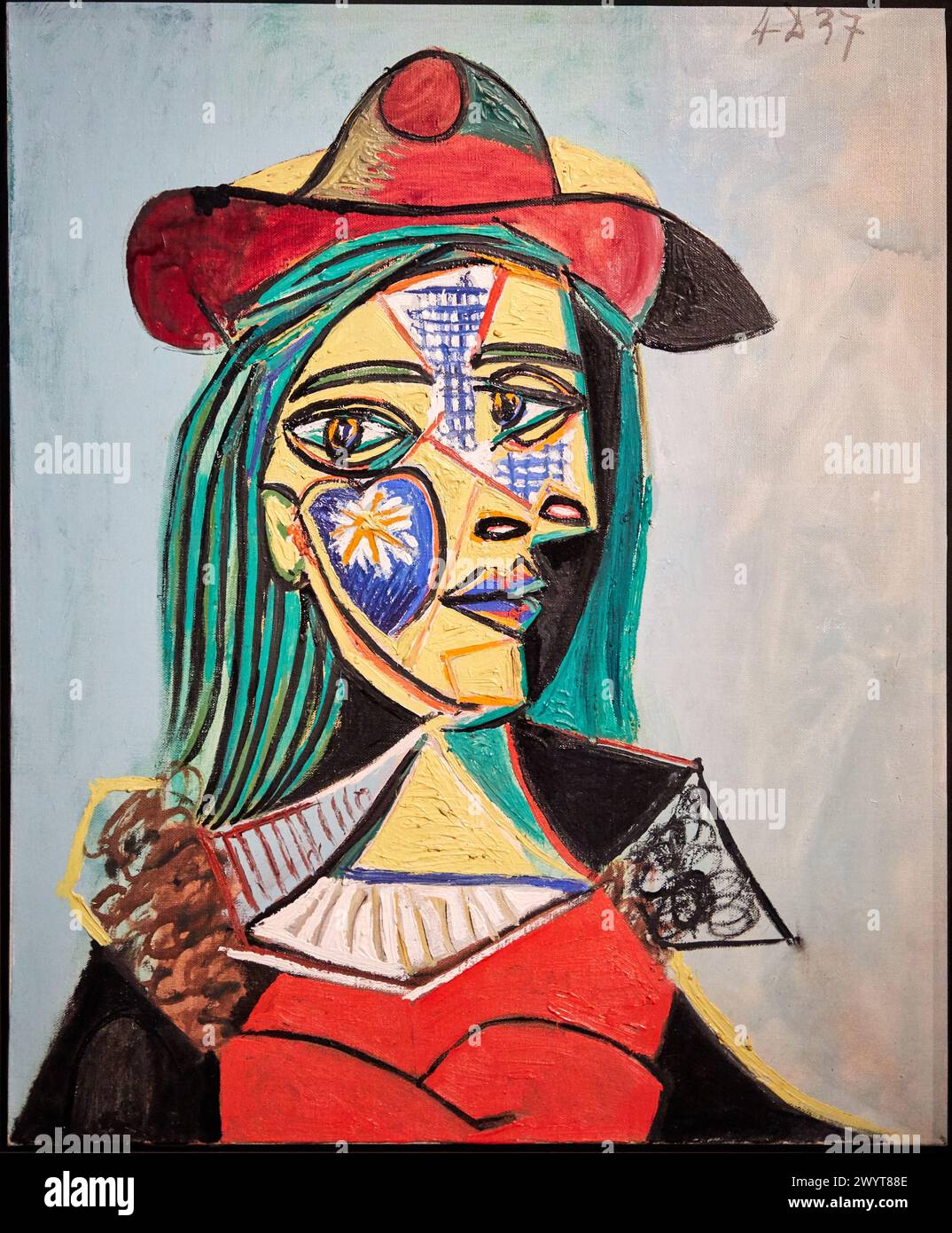 'Frau in Hut und Pelzkragen (Marie-Thérèse Walter)', 1937, Pablo Picasso, Nationalmuseum für katalanische Kunst, Museu Nacional d Art de Catalunya, MNAC, Barcelona, Spanien, Europa. Stockfoto