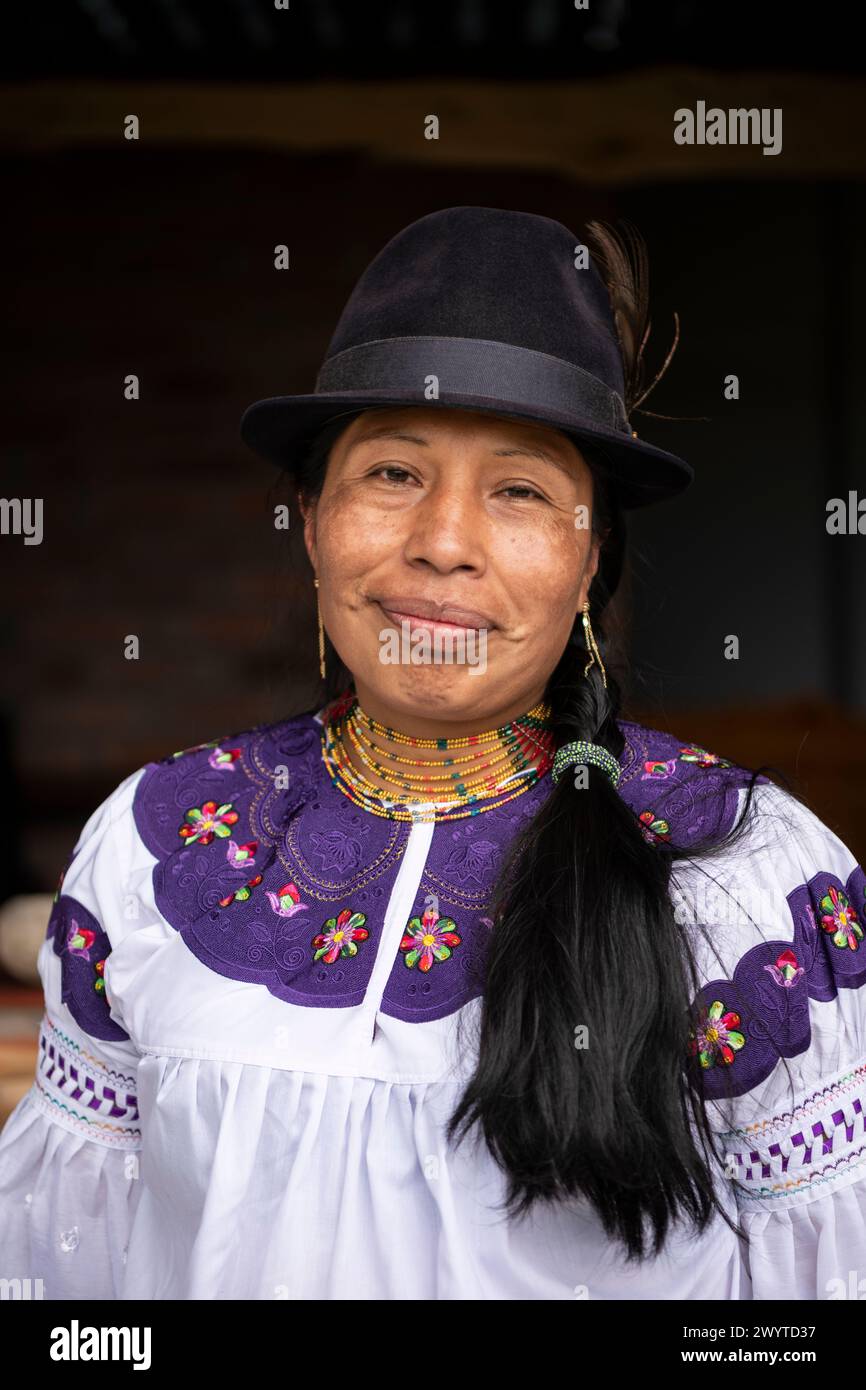 Porträt von Pastora, Zuleta, Imbabura, Ecuador Stockfoto