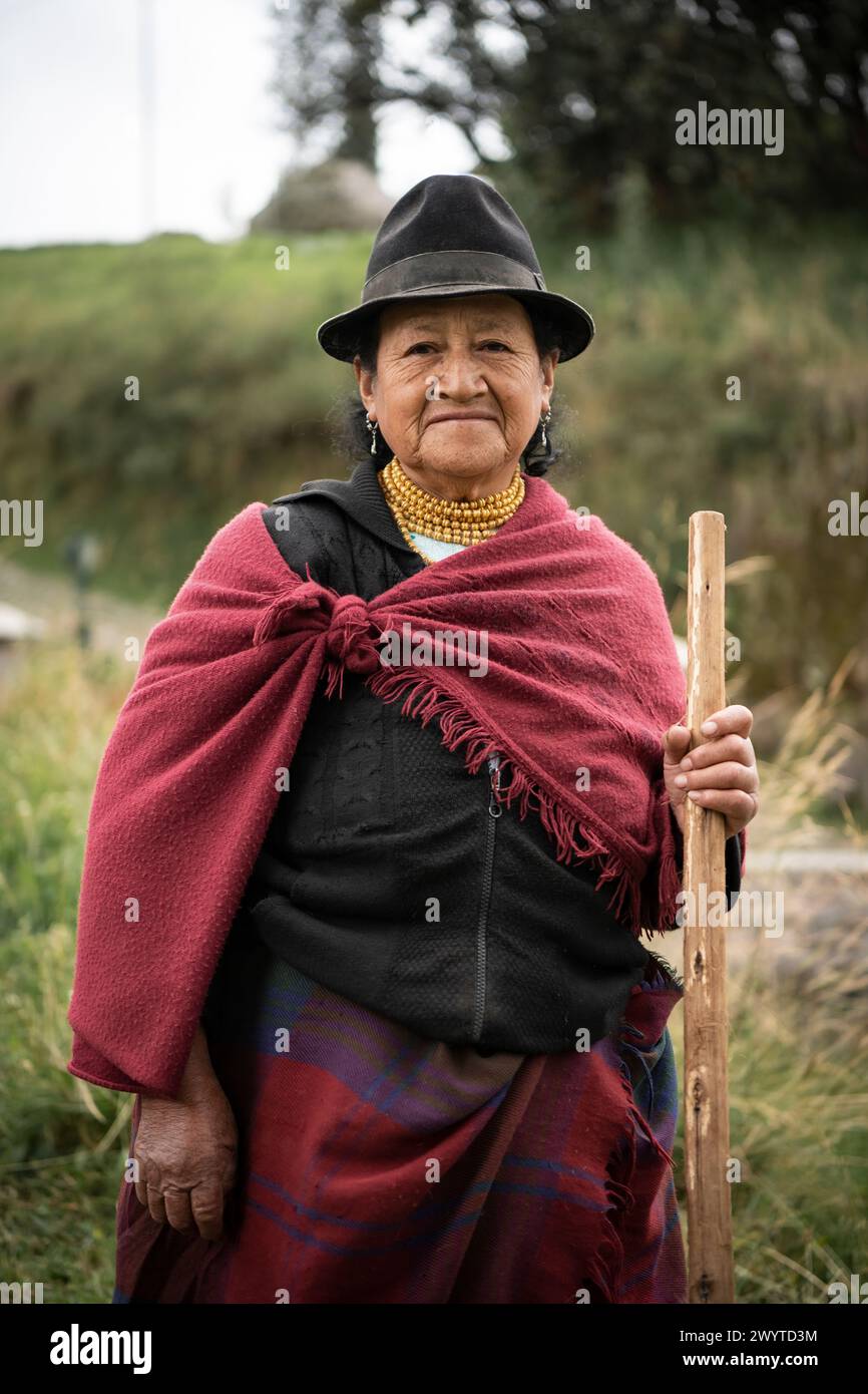 Porträt von Clara Chacalo, Zuleta, Imbabura, Ecuador Stockfoto