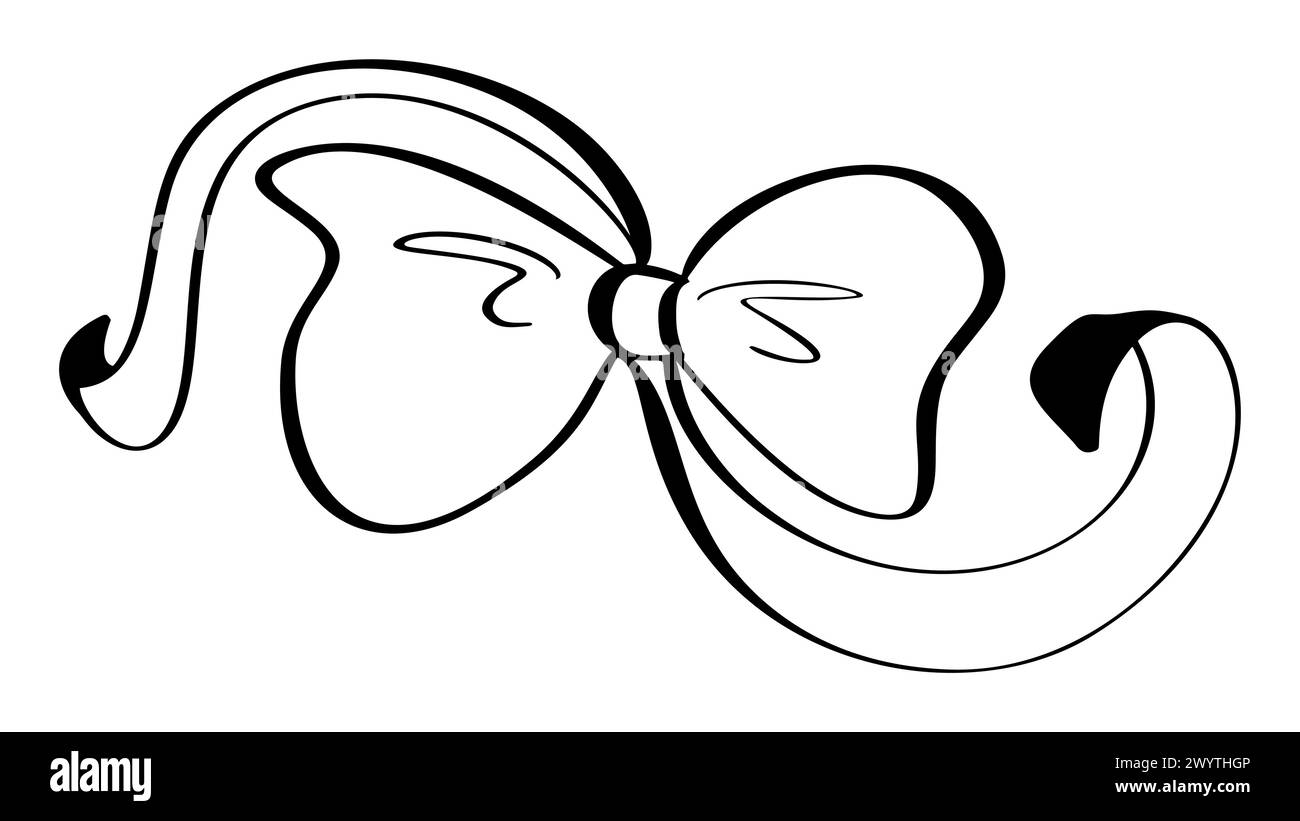 Schwarz-weiße Zeichnung von Bogen und Band. Line-Symbol-Element für Website-Design, Logo, App, UI. Vektorabbildung Stock Vektor