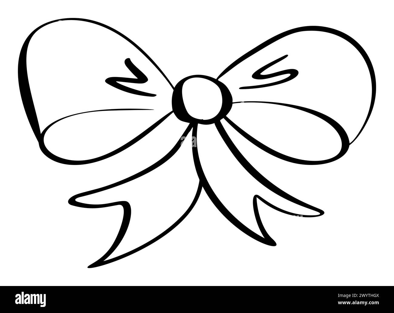 Schwarz-weiße Zeichnung von Bogen und Band. Line-Symbol-Element für Website-Design, Logo, App, UI. Vektorabbildung Stock Vektor