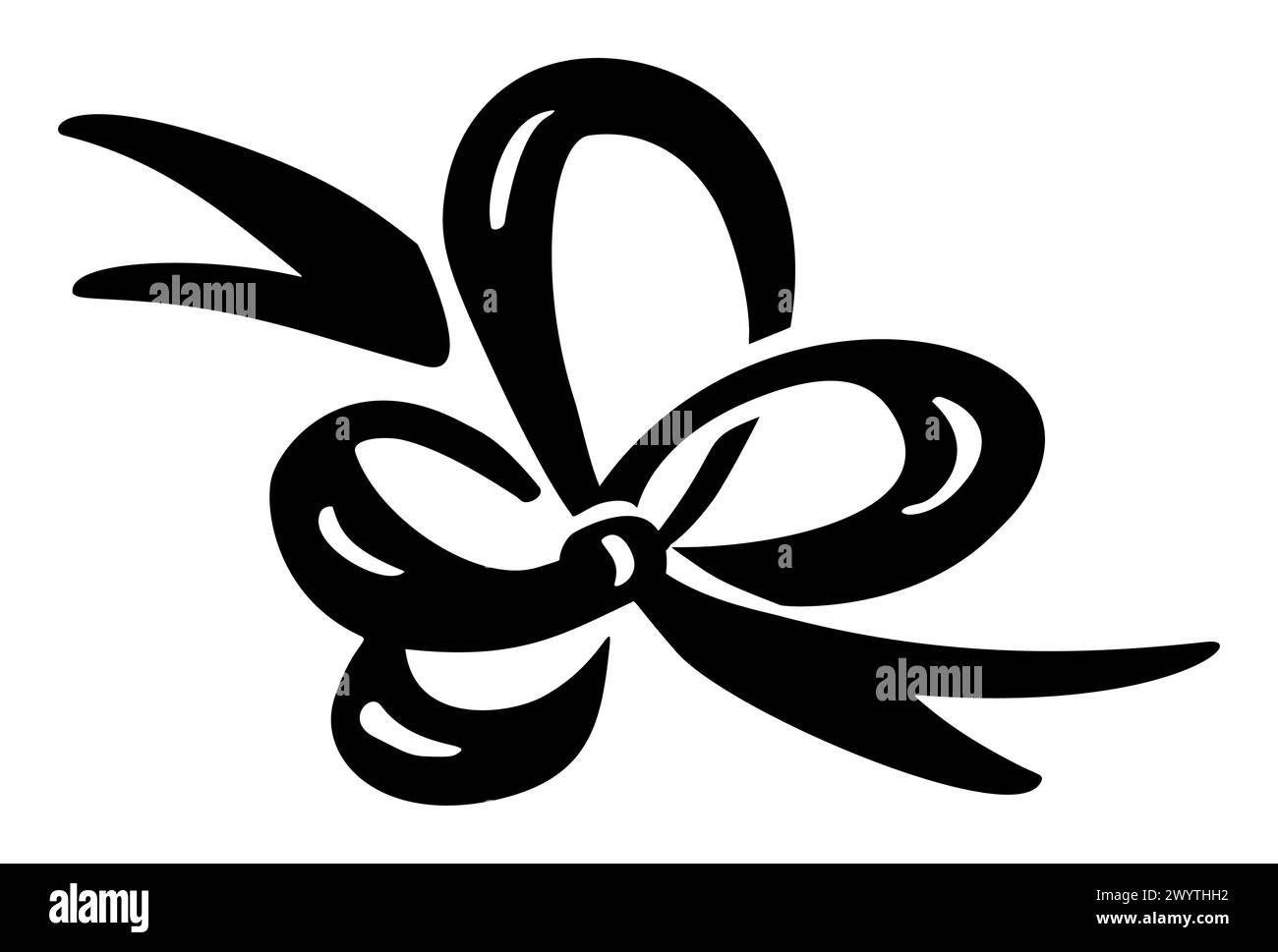 Minimalistische schwarz-weiße Zeichnung von Schleife und Band. Line-Symbol-Element für Website-Design, Logo, App, UI. Vektorabbildung Stock Vektor
