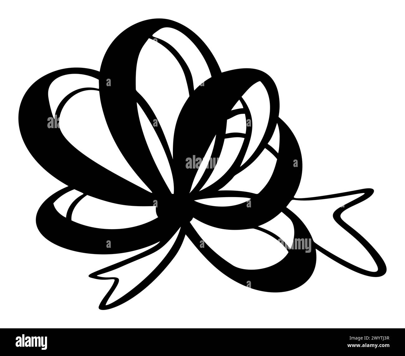 Minimalistische schwarz-weiße Zeichnung von Schleife und Band. Line-Symbol-Element für Website-Design, Logo, App, UI. Vektorabbildung Stock Vektor