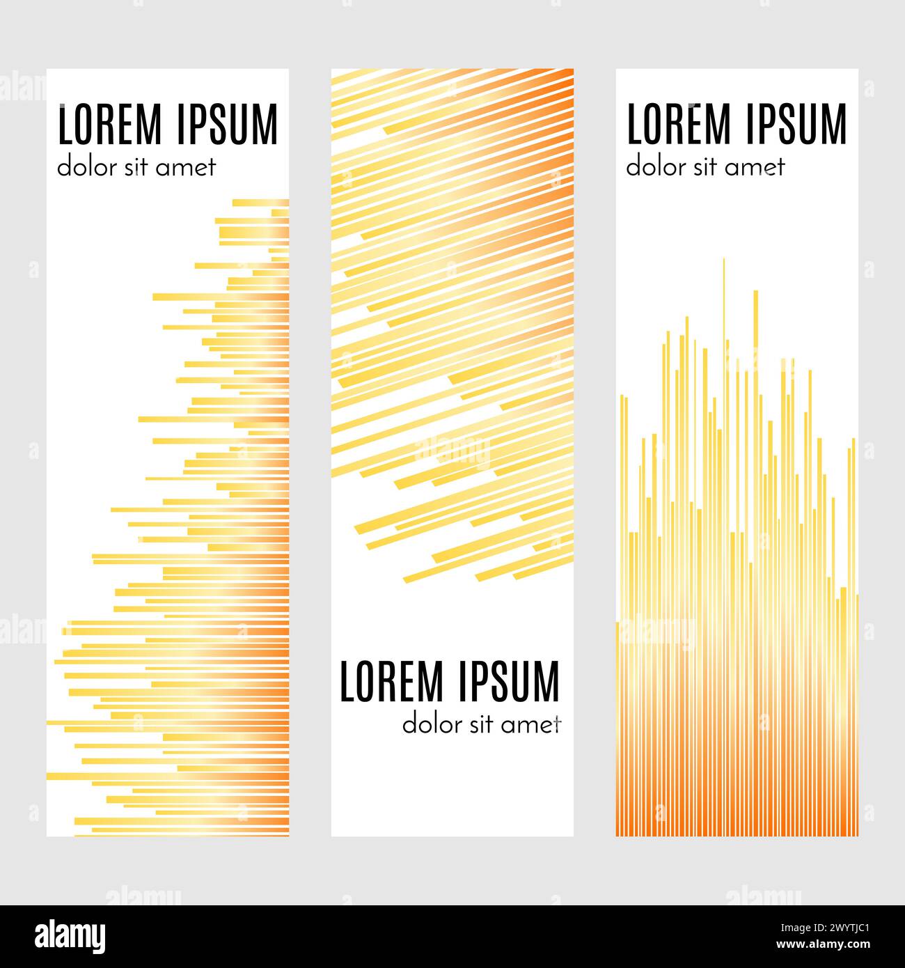Satz abstrakter vertikaler Kopfzeilen-Banner mit gekrümmten Linien und Platz für Text. Farbenfrohe Hintergründe für Webdesign. Vektorabbildung Stock Vektor