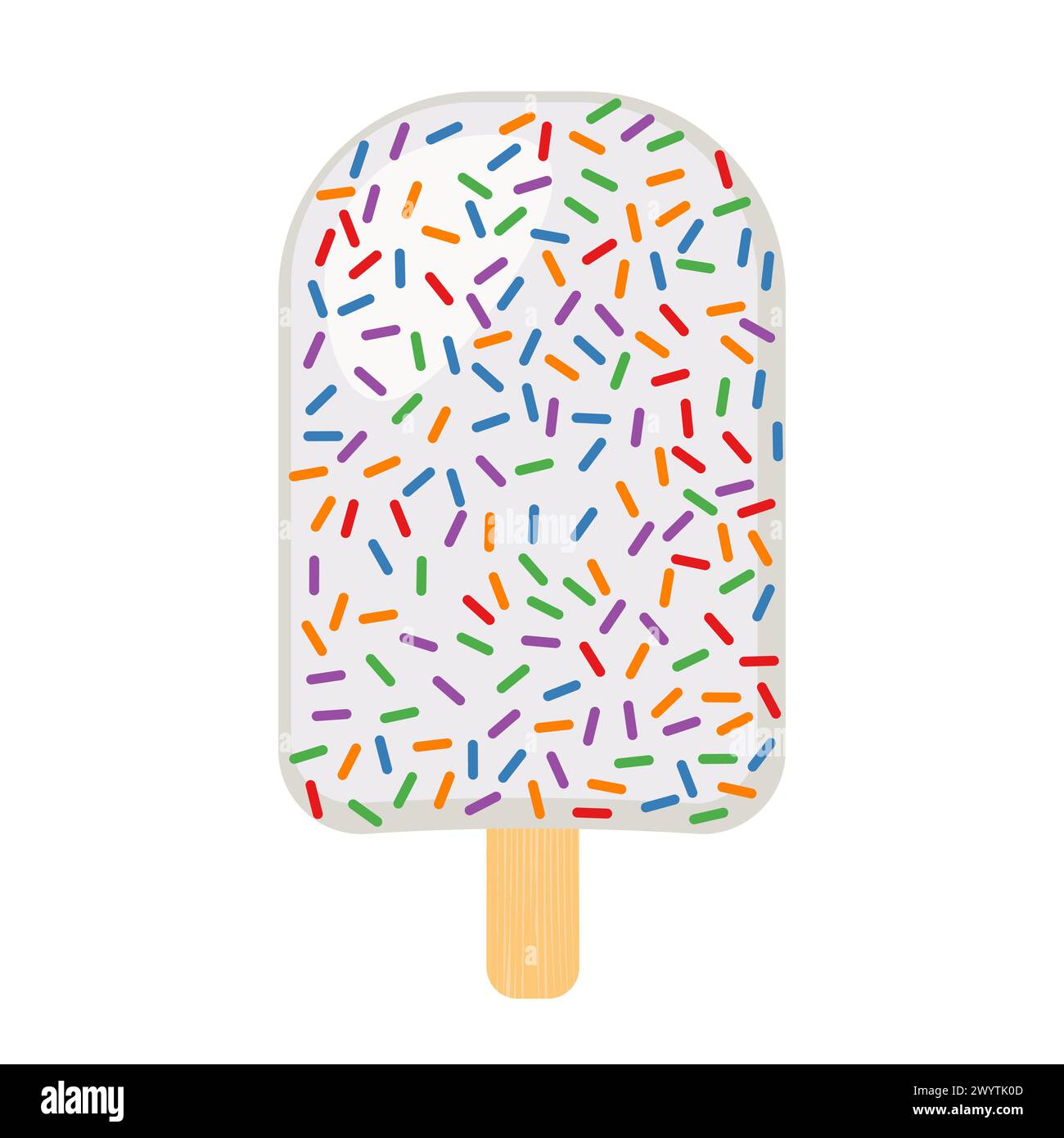 Vektor-Illustration von Eis. Eiscreme auf einem Holzstock Stock Vektor