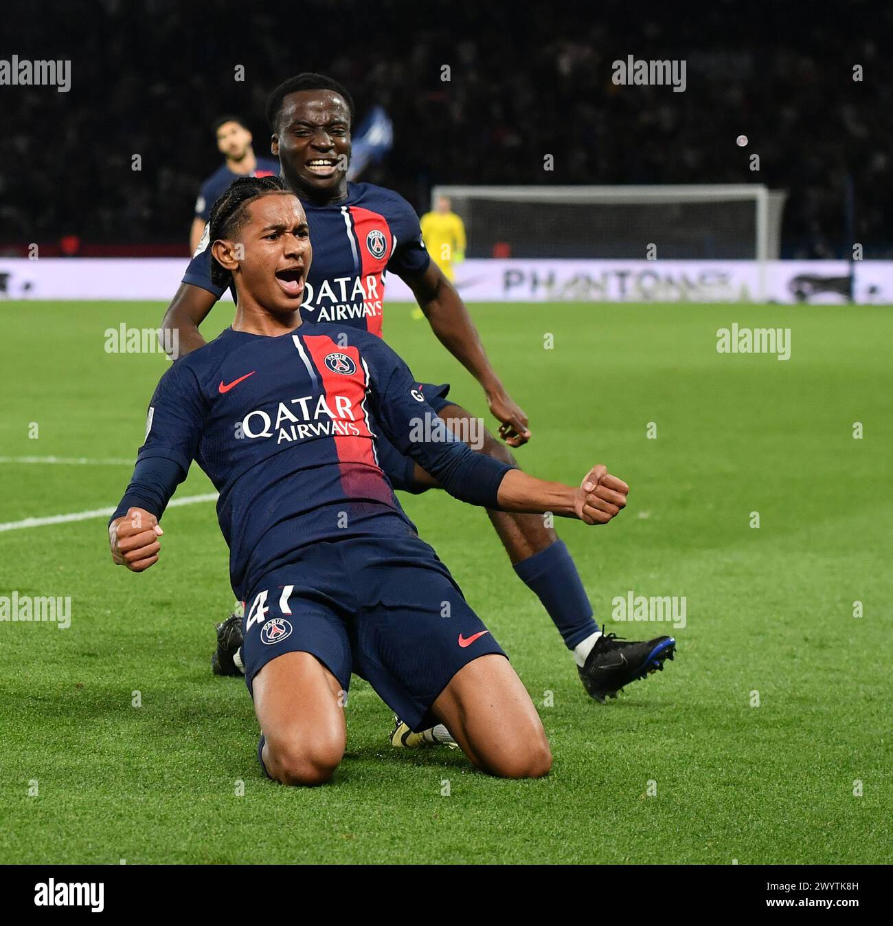 Paris, Frankreich. April 2024. Julien Mattia/Le Pictorium - PSG vs Clermont Foot 63 - 06/04/2024 - France/Ile-de-France (Region)/Paris - Senny Mayulu am 28. Tag der Ligue 1 Ubereats, zwischen PSG und Clermont Foot 63 im Parc des Princes, 6. April 2024 Credit: LE PICTORIUM/Alamy Live News Stockfoto