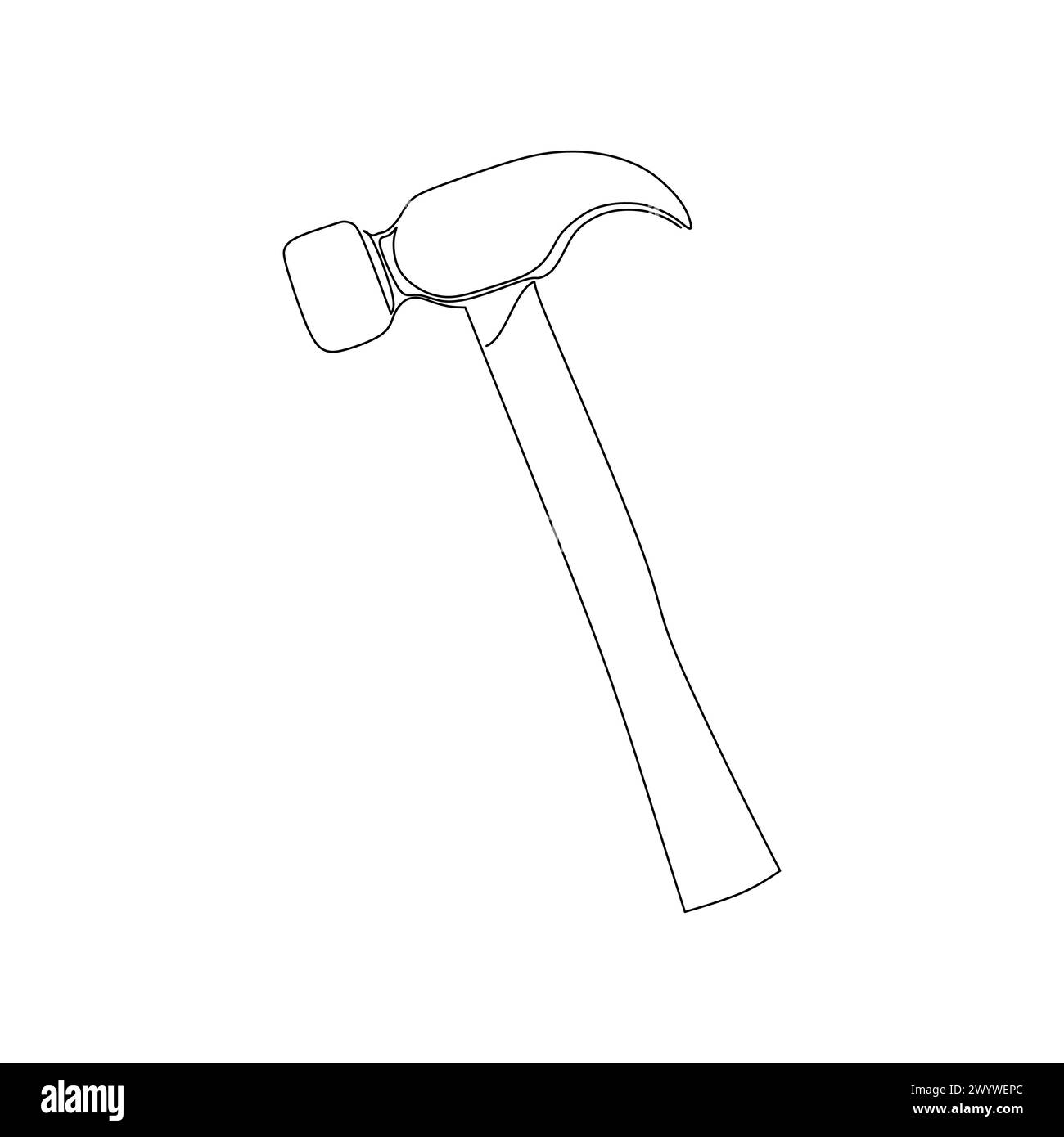 Durchgehende Linienzeichnung eines Hammers. Einfacher, flacher, handgezeichneter Vektor für Werkzeuge in Konstruktion und Konstruktion Stock Vektor