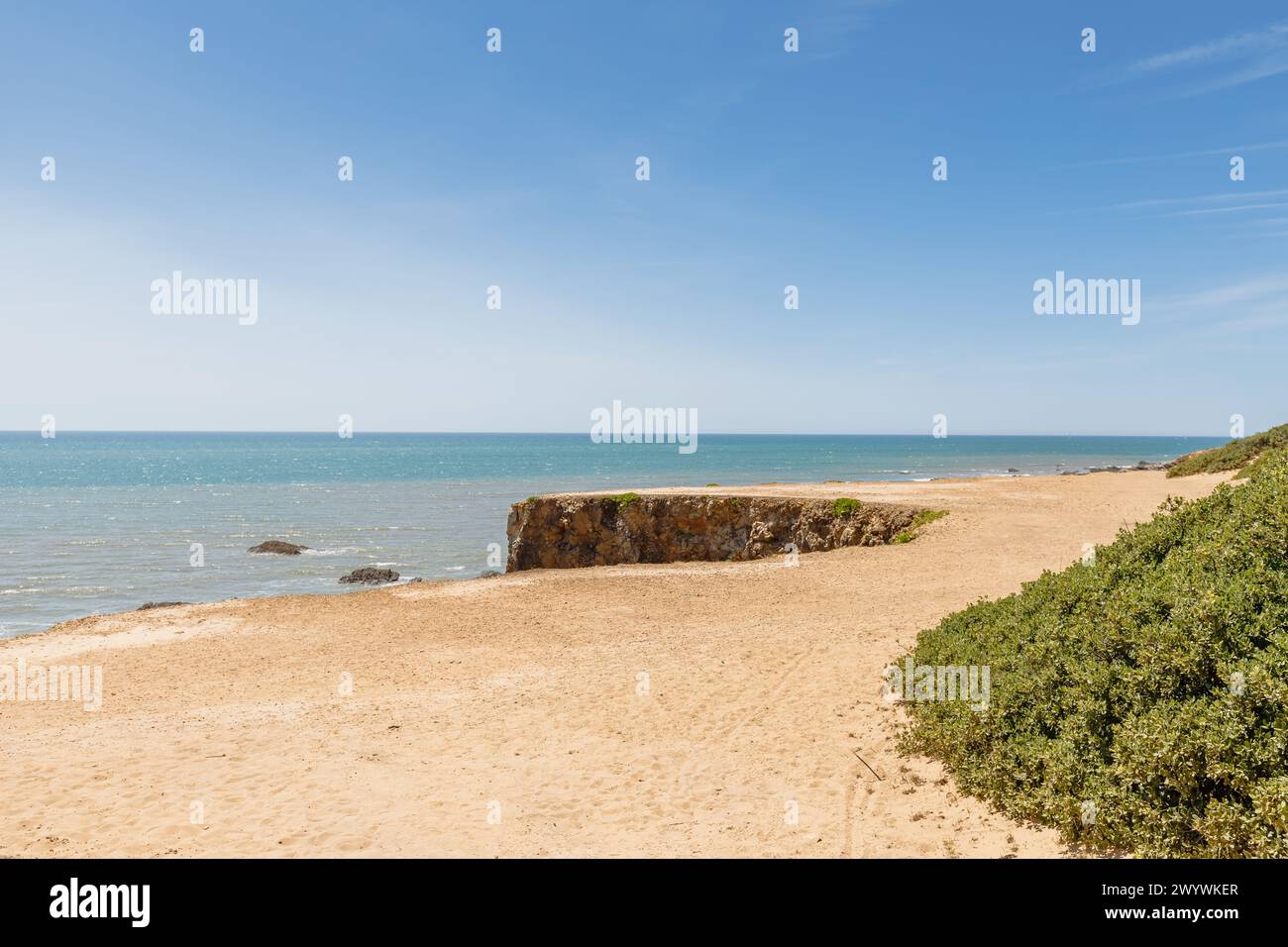 Blick auf den Strand von La Mine in Jard sur Mer, Frankreich an einem Sommertag, Vendée, Frankreich Stockfoto