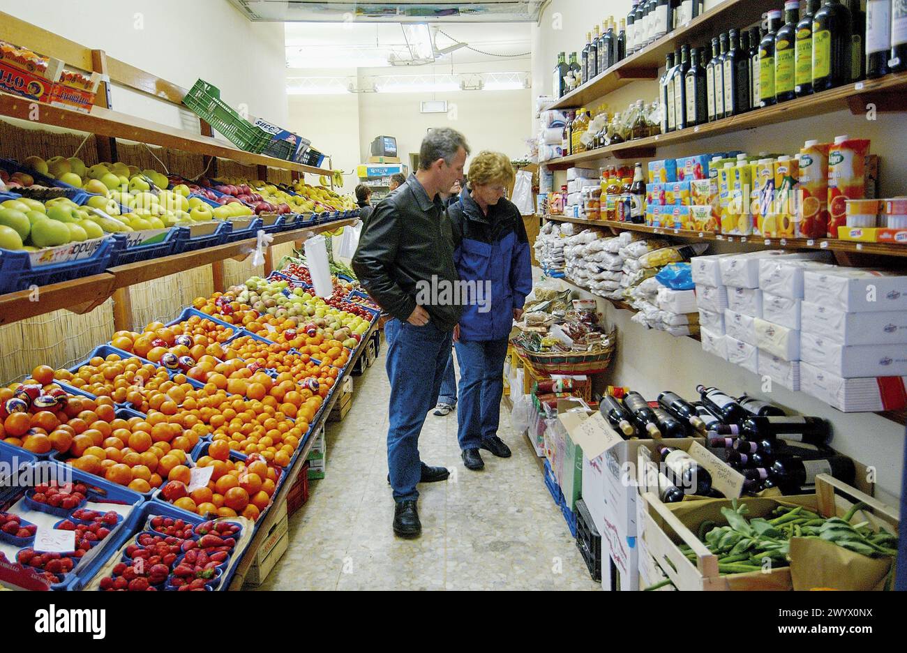 Lebensmittelgeschäft. Siena. Toskana, Italien. Stockfoto