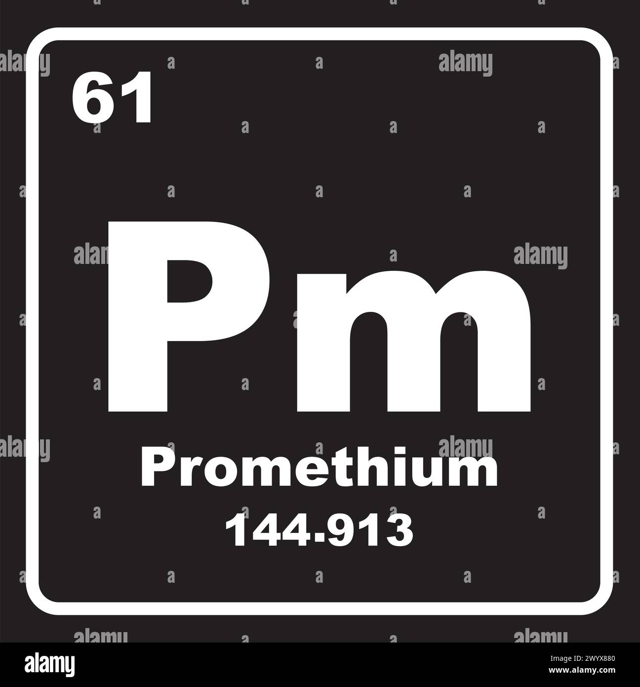 Promathiumsymbol, chemisches Element im Periodensystem Stock Vektor