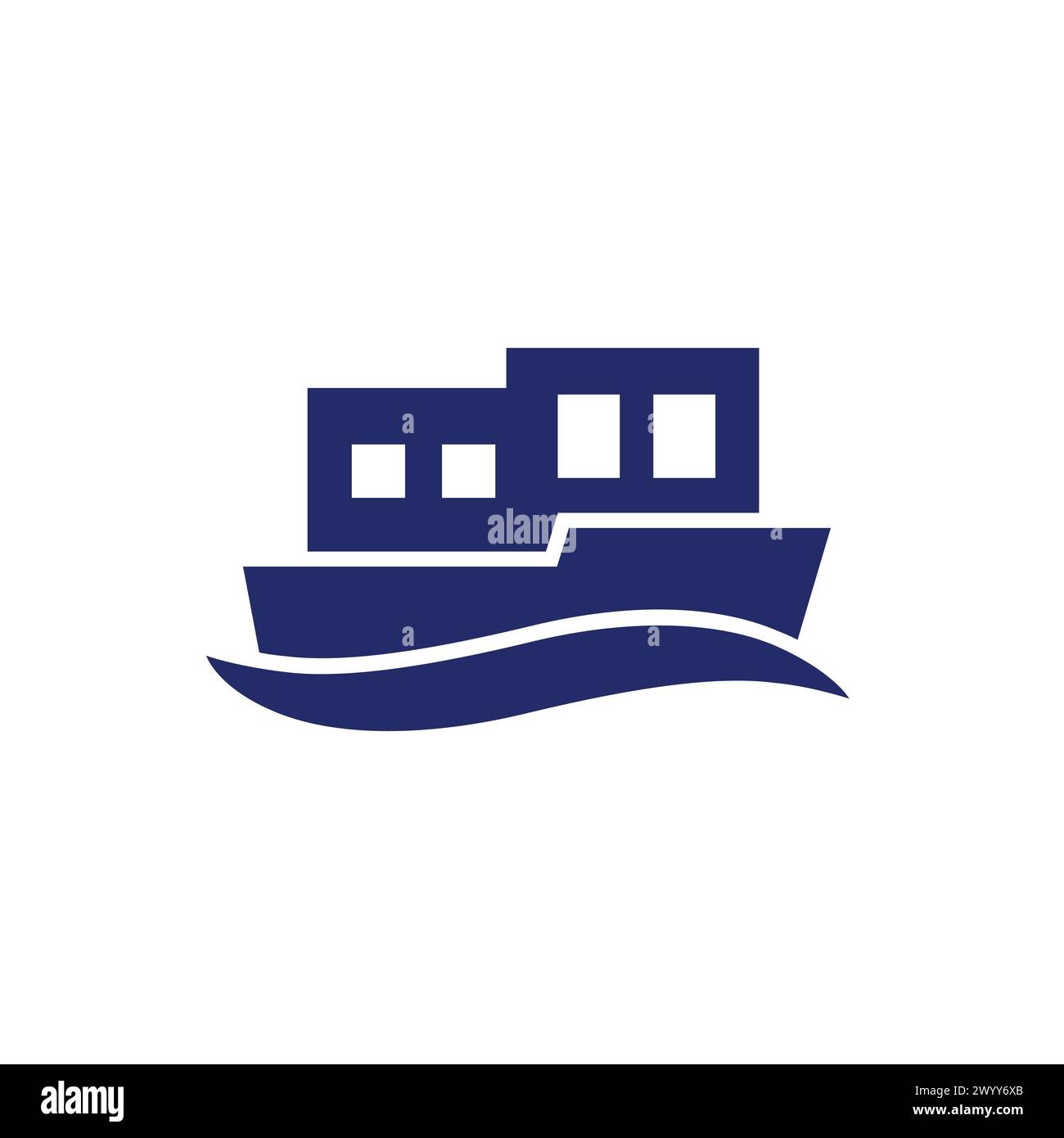 Hausboot-Ikone auf weißem, schwimmendem Haus Stock Vektor
