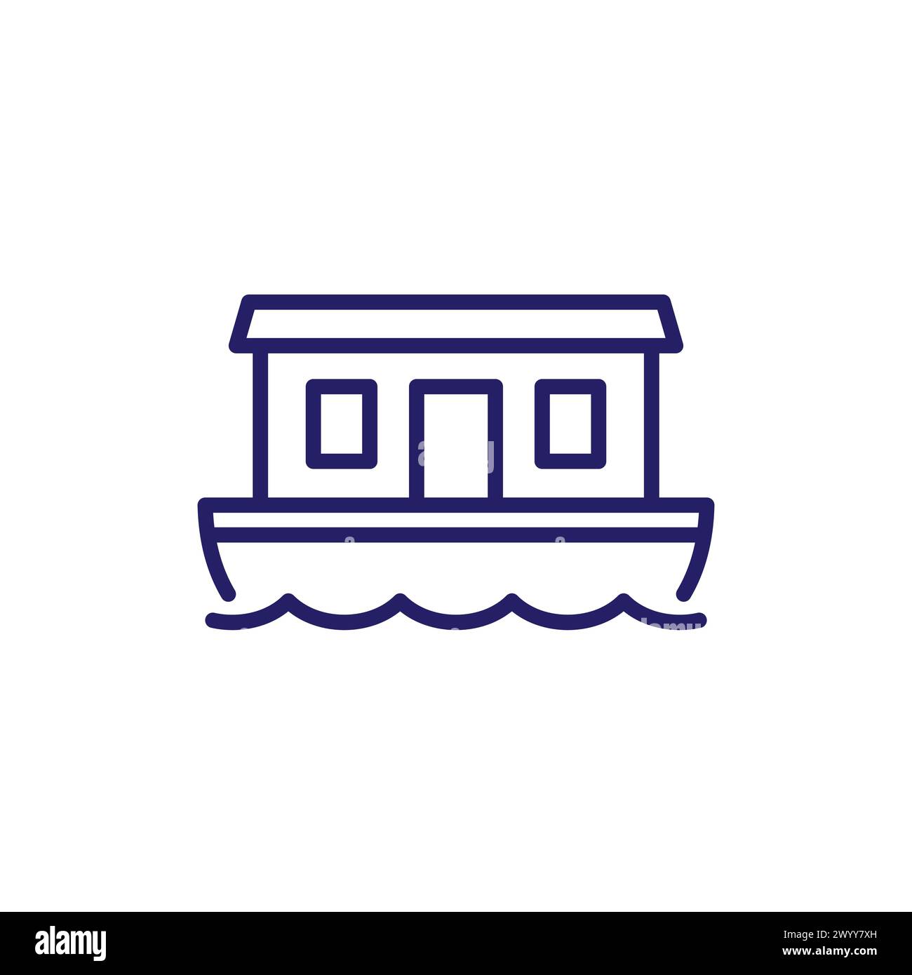 Hausboot-Symbol auf weiß Stock Vektor