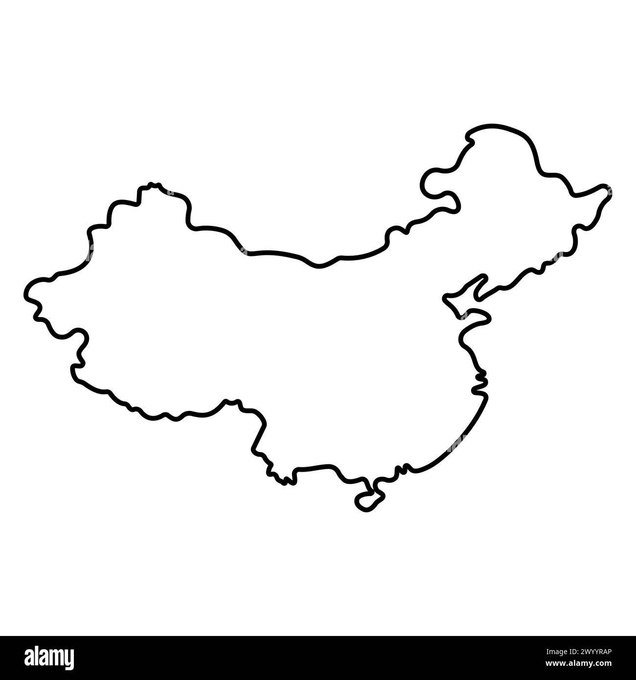 China auf der Weltkarte Symbol. Line Doodle Element isoliert auf weißem Hintergrund. Geografische Lage des Standorts. Ostasien. Der südöstliche Teil des eurasischen c Stock Vektor