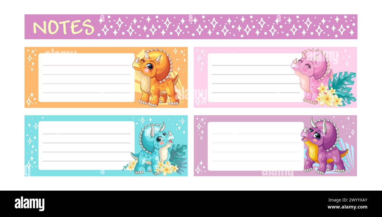 Netter Cartoon vier Dinosaurier Planer Vektor Set Vektor Illustration Stock Vektor