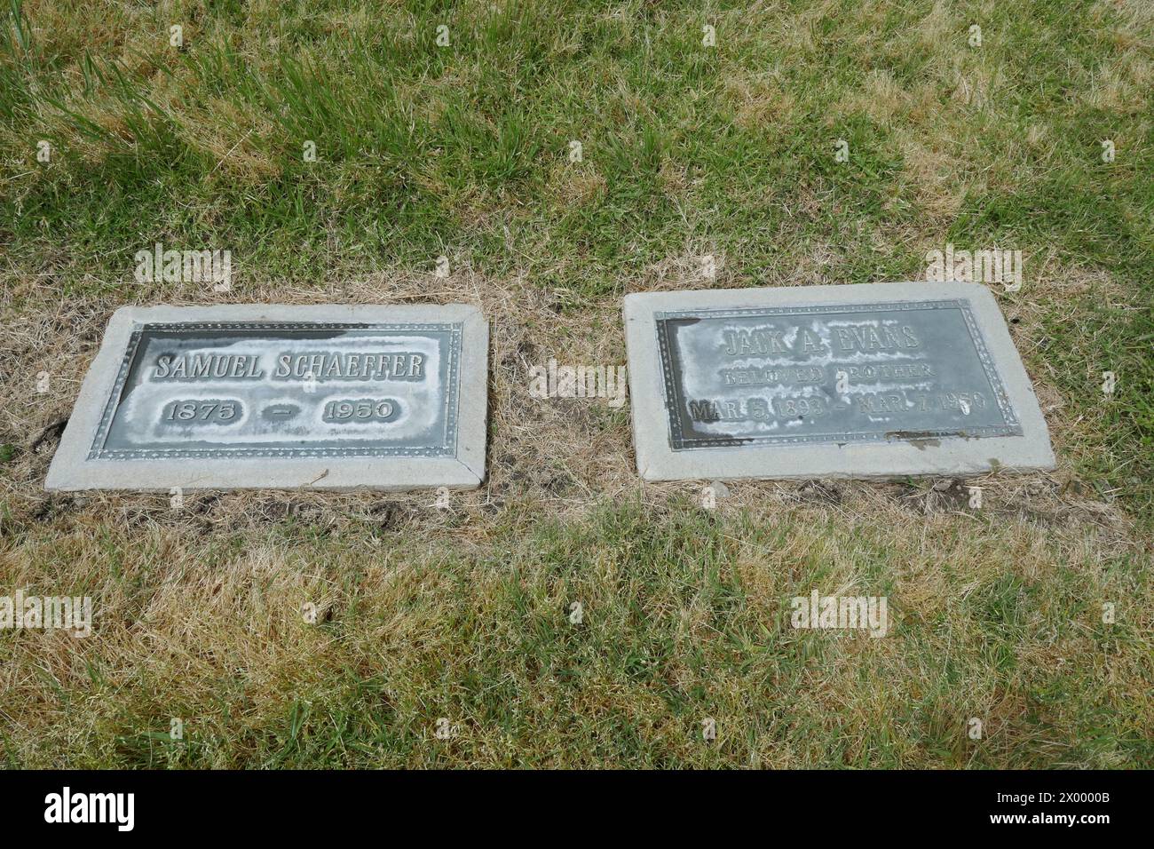 North Hollywood, Kalifornien, USA 5. April 2024 Schauspieler Jack Evans Grave im Memorial Park G im Pierce Brothers Valhalla Memorial Park am 5. April 2024 in North Hollywood, Kalifornien, USA. Foto: Barry King/Alamy Stock Photo Stockfoto