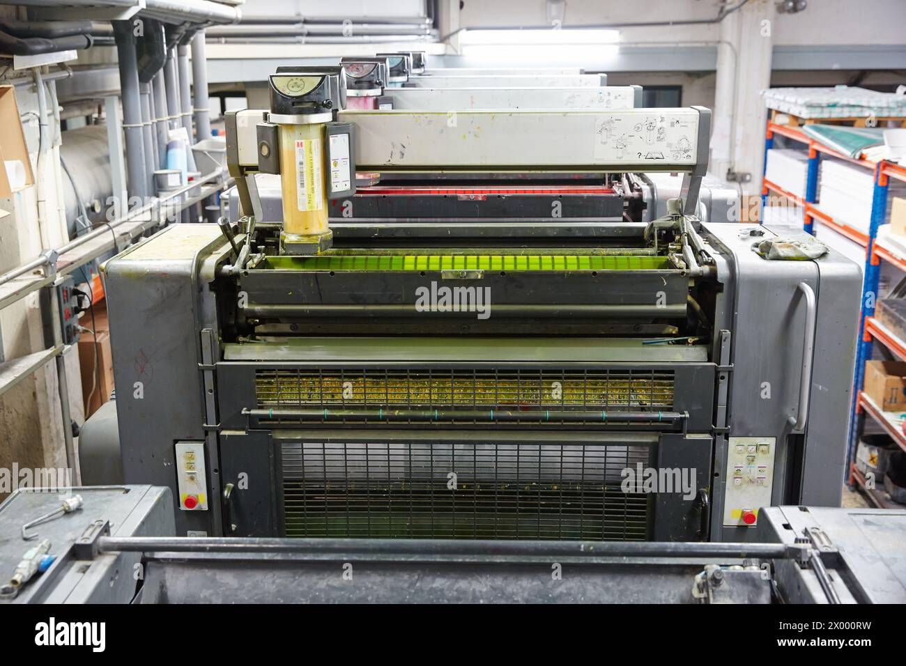 Drucken von Papier, Offset Press, Otzarreta, Zarautz, Gipuzkoa, Baskisches Land, Spanien. Stockfoto