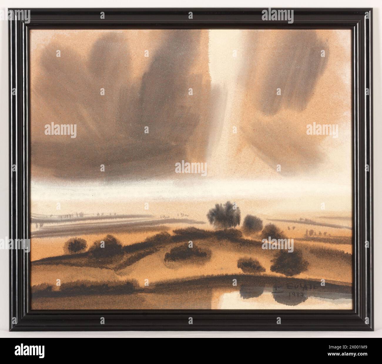 "Landschaft 1987" Gemälde "Eulate Xavier Alvarez" Arantzazu Franziskanerprovinz, Gipuzkoa, Baskenland, Spanien. Stockfoto