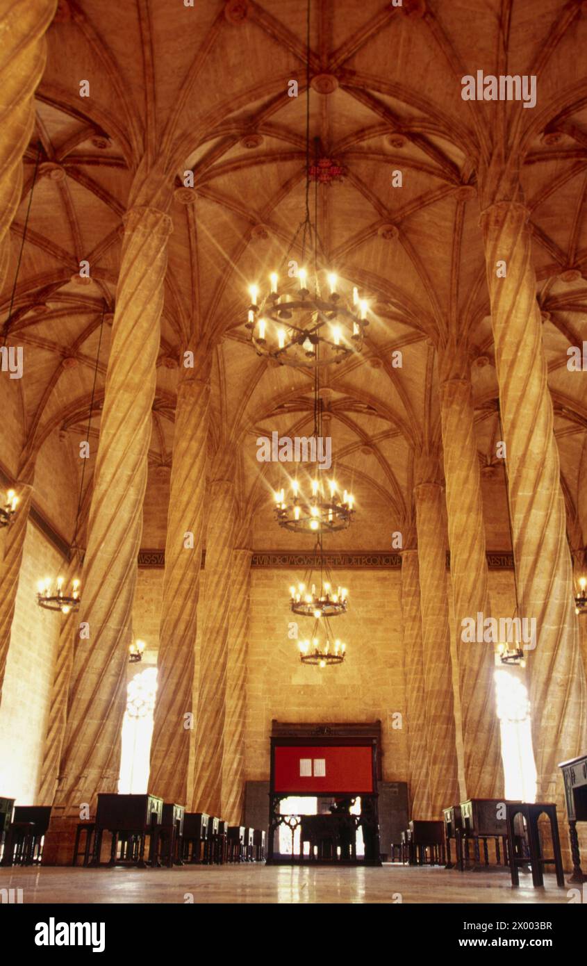 Gotische Lonja de la Seda (´Seidenbörse´, 15. Jahrhundert). Valencia. Spanien. Stockfoto