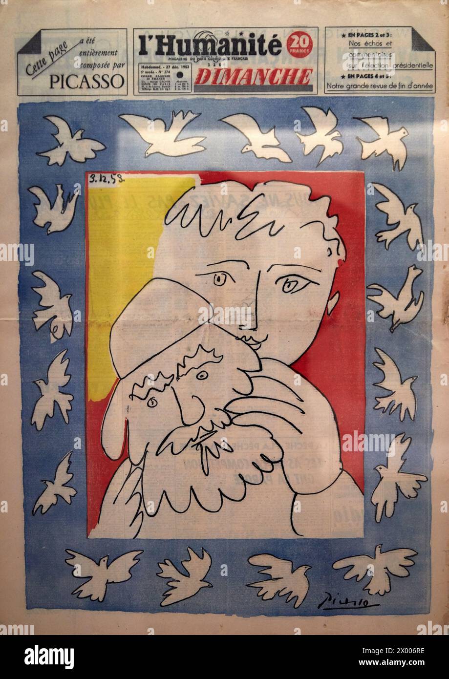 LHumanité dimanche 6° année, Nr. 274, 1953, Pablo Picasso Cover, Musée de lArmée, Paris, Frankreich. Stockfoto