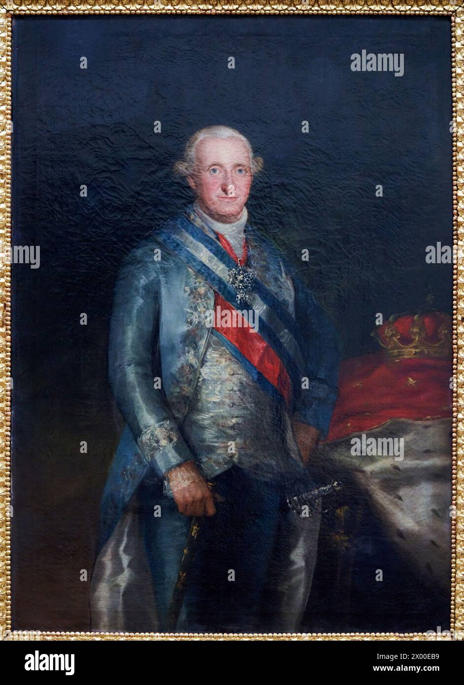 Francisco de Goya (Fuendetodos, Saragossa, 1746 - Bordeaux, 1828), Porträt von König Karl IV. in Hofkleidung, 1789; renoviert 1799/1801, Museum der Schönen Künste, Museo Bellas Artes, Oviedo, Asturien, Spanien. Stockfoto