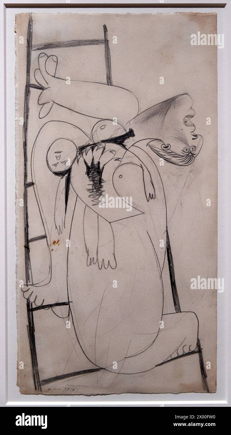 Pablo Picasso (1881-1973), Mutter mit totem Kind auf der Leiter [I]. Skizze für "Guernica, París 1937, Thyssen Bornemisza Museum, Madrid, Spanien, Europa. Stockfoto