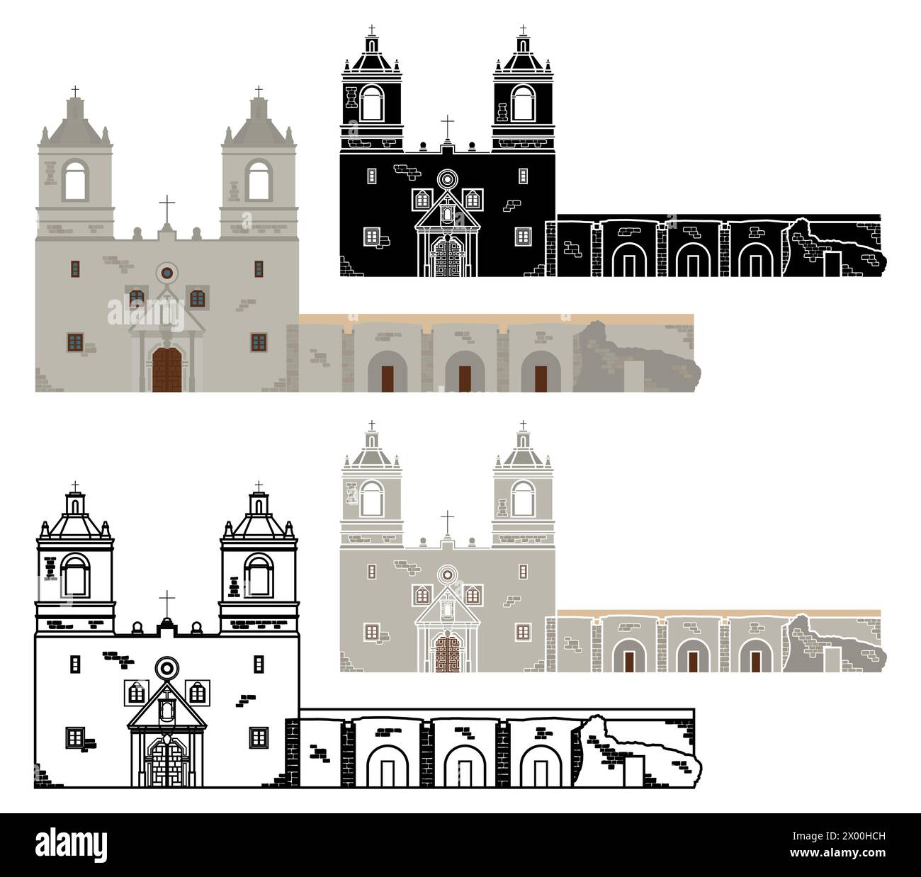 Mission Concepcion, San Antonio, USA Stock Vektor