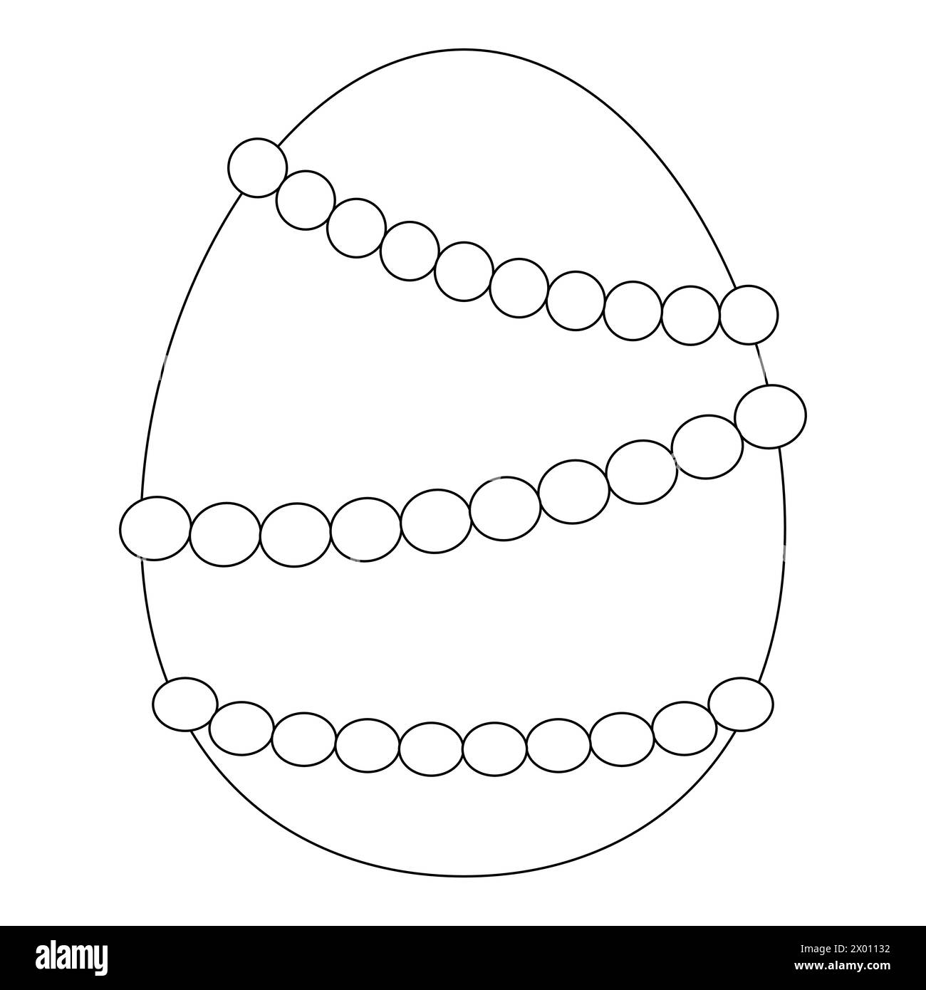 Malbücher für Kinder. Osterei mit Perlen verziert. Vektor-Schwarzweiß-Zeichnung Stock Vektor
