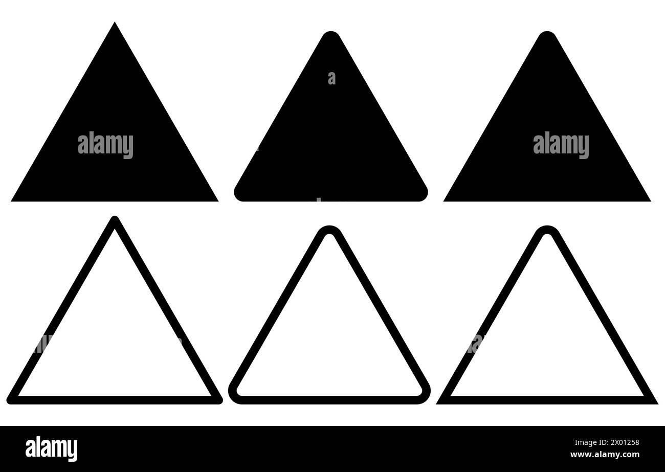 Dreieck-Silhouettensymbole mit verschiedenen Ecken Dreiecksformen Vektoren. Stock Vektor
