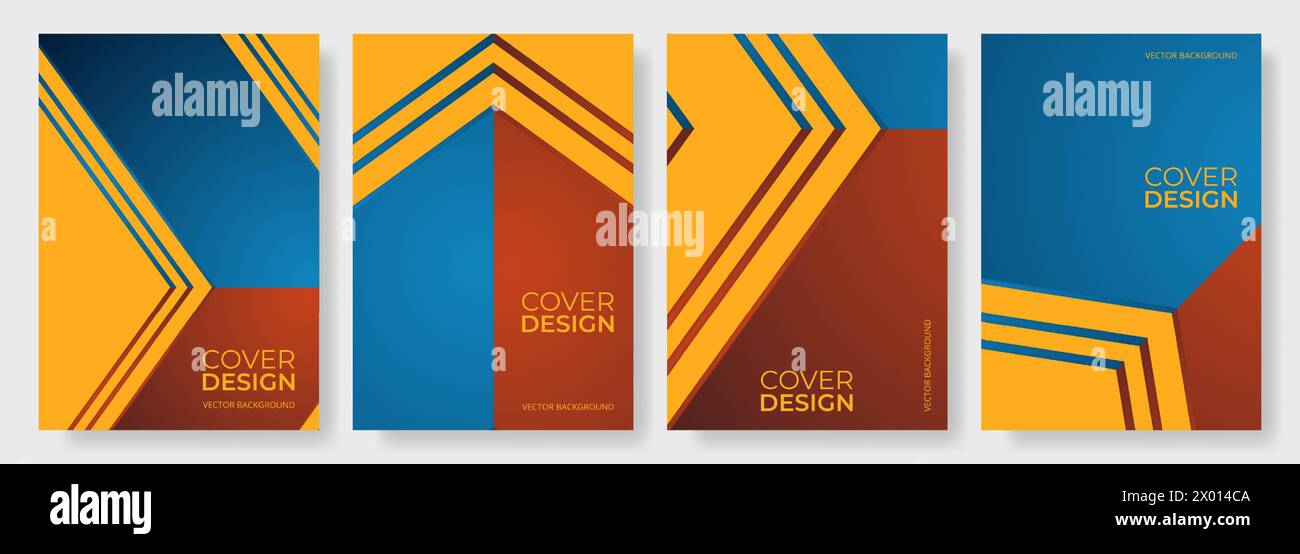 Retro-Cover-Designvorlagen in Rot, Blau und Orange. Abstrakte moderne Poster oder vertikale Sporthintergründe in A4-Auflösung für Banner, Flyer, Broschüren Stock Vektor