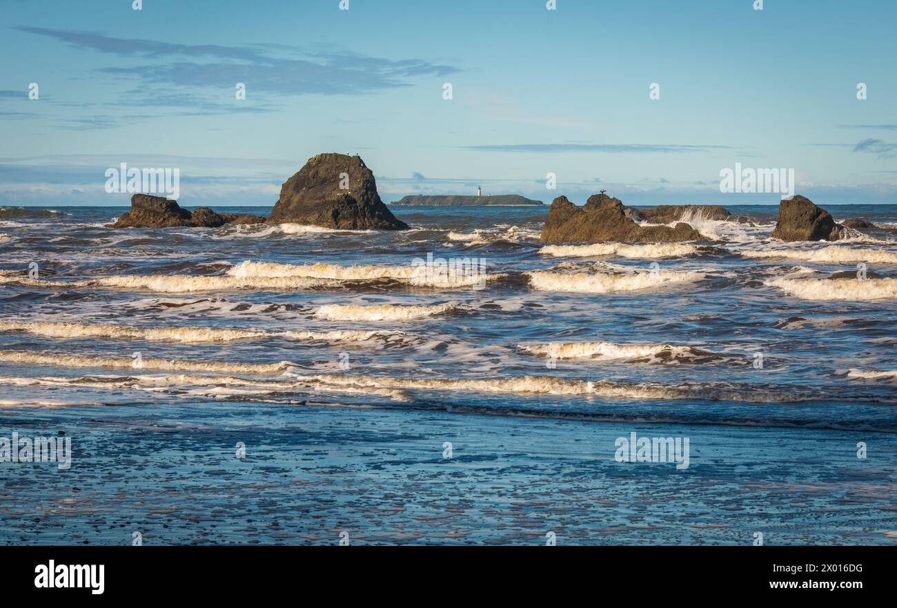 Blick auf die Destruction Island am Ruby Beach im Olympic National Park, Washington State, USA Stockfoto