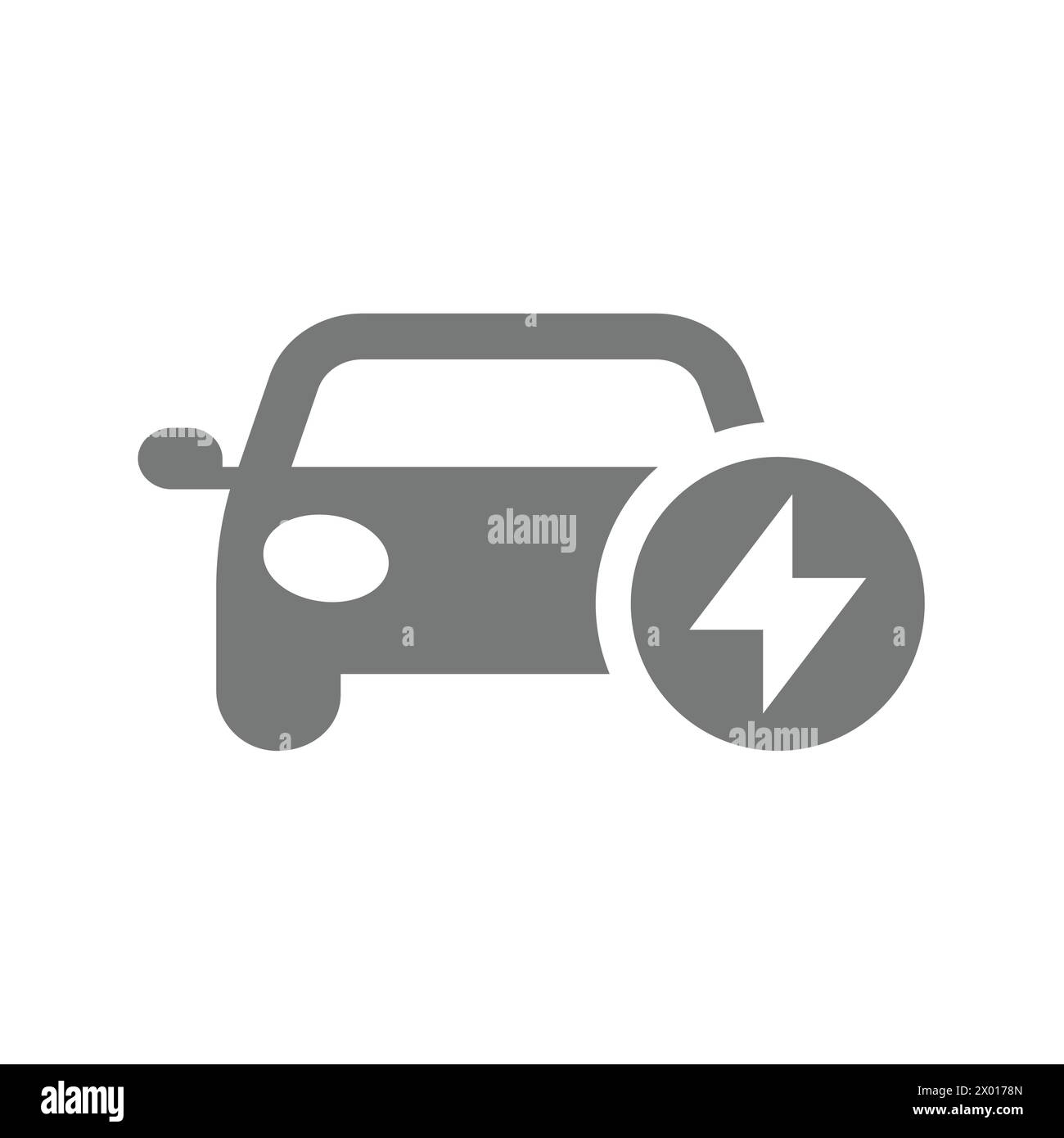 Vektorsymbol für Elektrofahrzeuge. Fahrzeug mit Ladegerät-Symbol. Stock Vektor