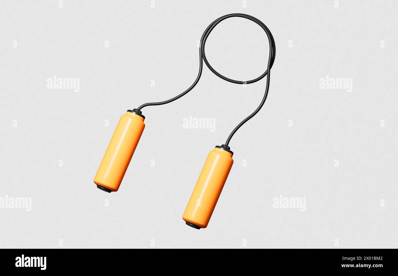 Zeichentrickseil überspringt Modell, 3D-Rendering. 3D-Abbildung. Stockfoto