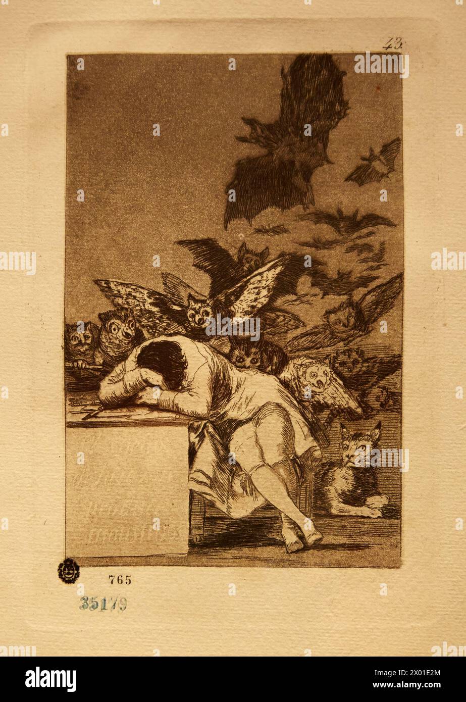 El sueño de la Razón produziert Monstruos. Serie Caprichos. Francisco de Goya. Museo Nacional de Bellas Artes. Nationalmuseum der Schönen Künste. Recoleta. Bu Stockfoto