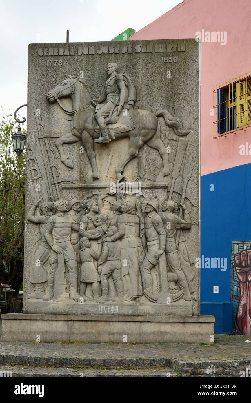 Betondenkmal für General Don Jose de San Martin. Stockfoto