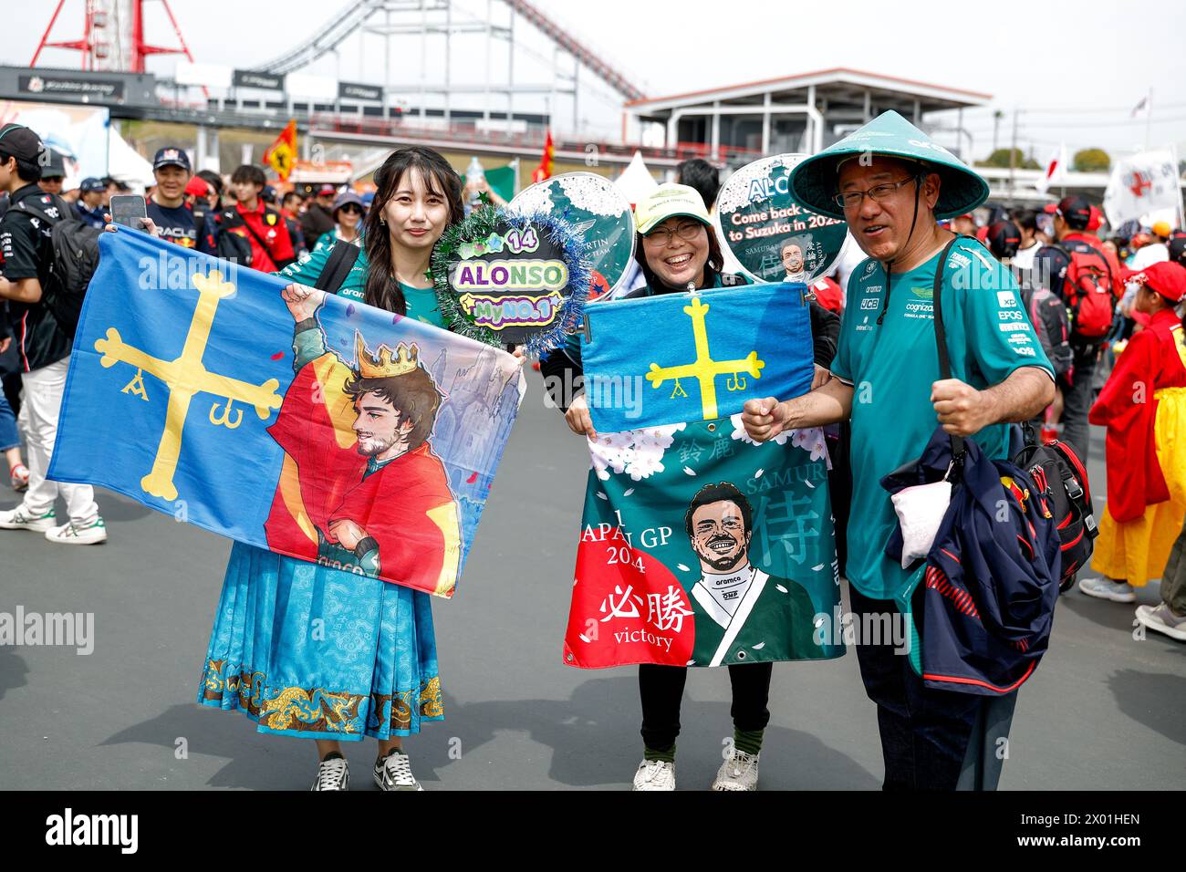 Suzuka, Japon. April 2024. Fans während des Formel 1 MSC Cruises Japan Grand Prix 2024, 4. Runde der Formel-1-Weltmeisterschaft 2024 vom 5. Bis 7. April 2024 auf dem Suzuka International Racing Course in Suzuka, Japan - Foto DPPI Credit: DPPI Media/Alamy Live News Stockfoto