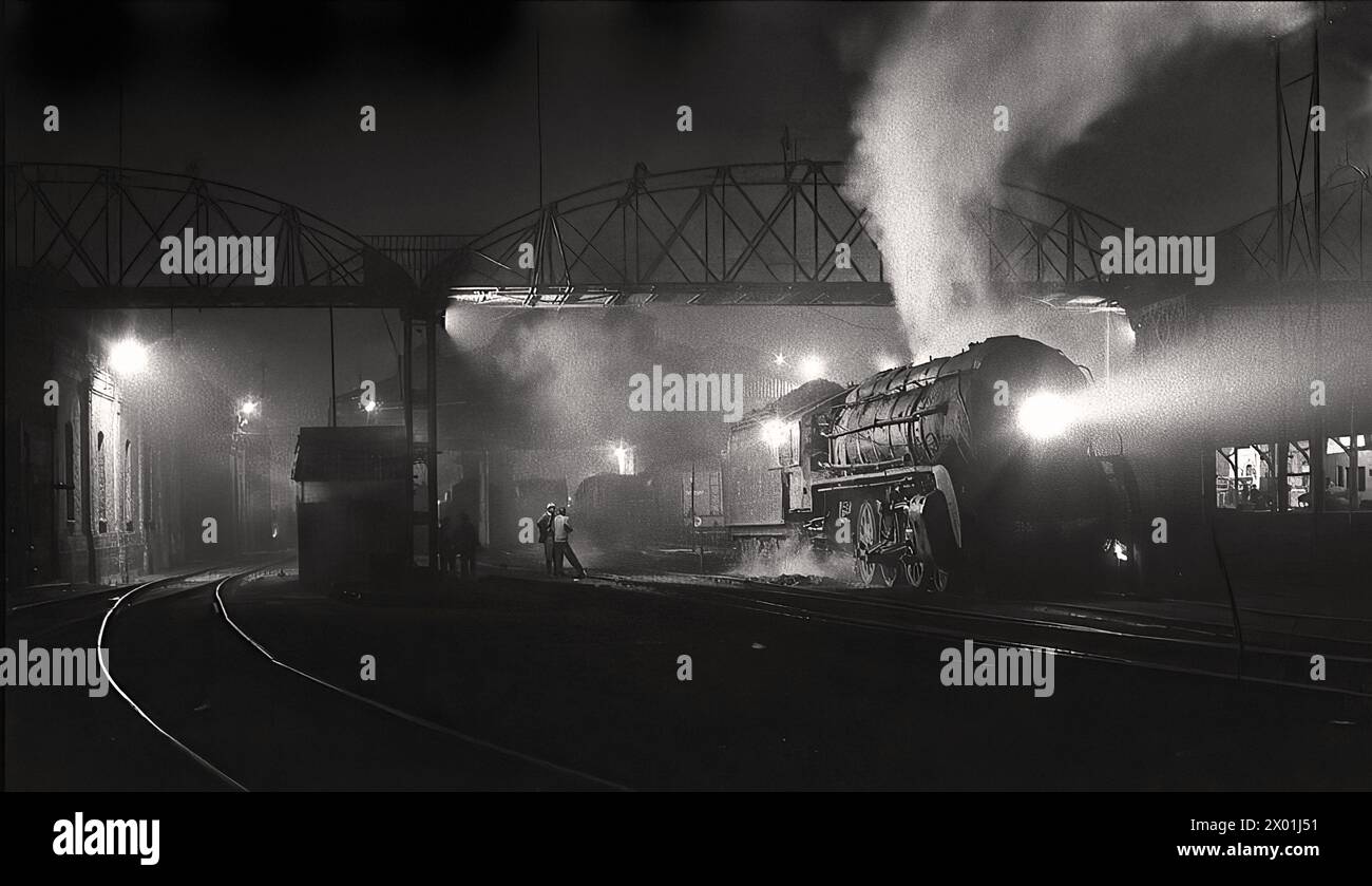 IR WP at Night – Vintage-Fotografie im Zug Stockfoto