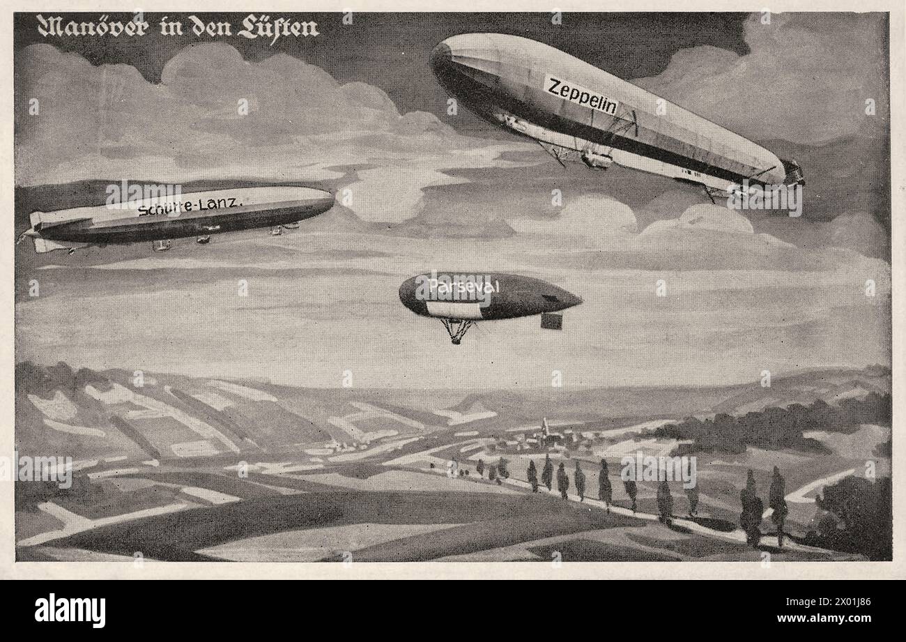 Schütte-Lanz, Parseval und Zeppelin Luftschiffe Stockfoto