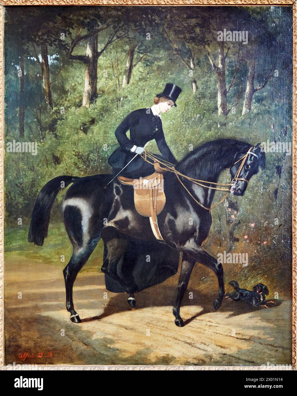 "L'écuyère Kippler sur sa jument noire", 1850, Alfred de Dreux, Petit Palais Musée des Beaux Arts de la Ville de Paris, Frankreich, Europa Stockfoto