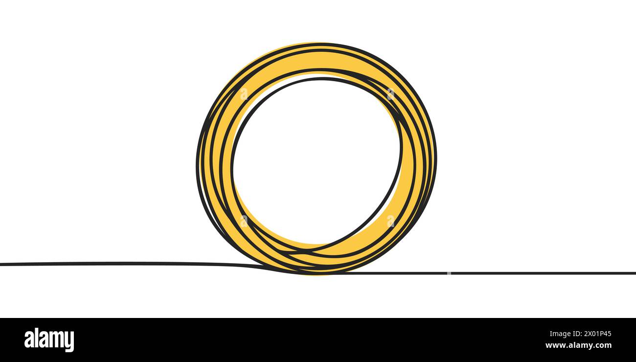 Durchgehende einzeilige Zeichnung eines eleganten Eherings in Silhouette auf weißem Hintergrund Stock Vektor