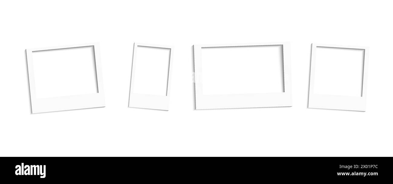 Realistisches Modellset für Fotorahmen. Leerer Fotorahmen mit Schatten. Vintage-Karte. Vektorabbildung. Stock Vektor