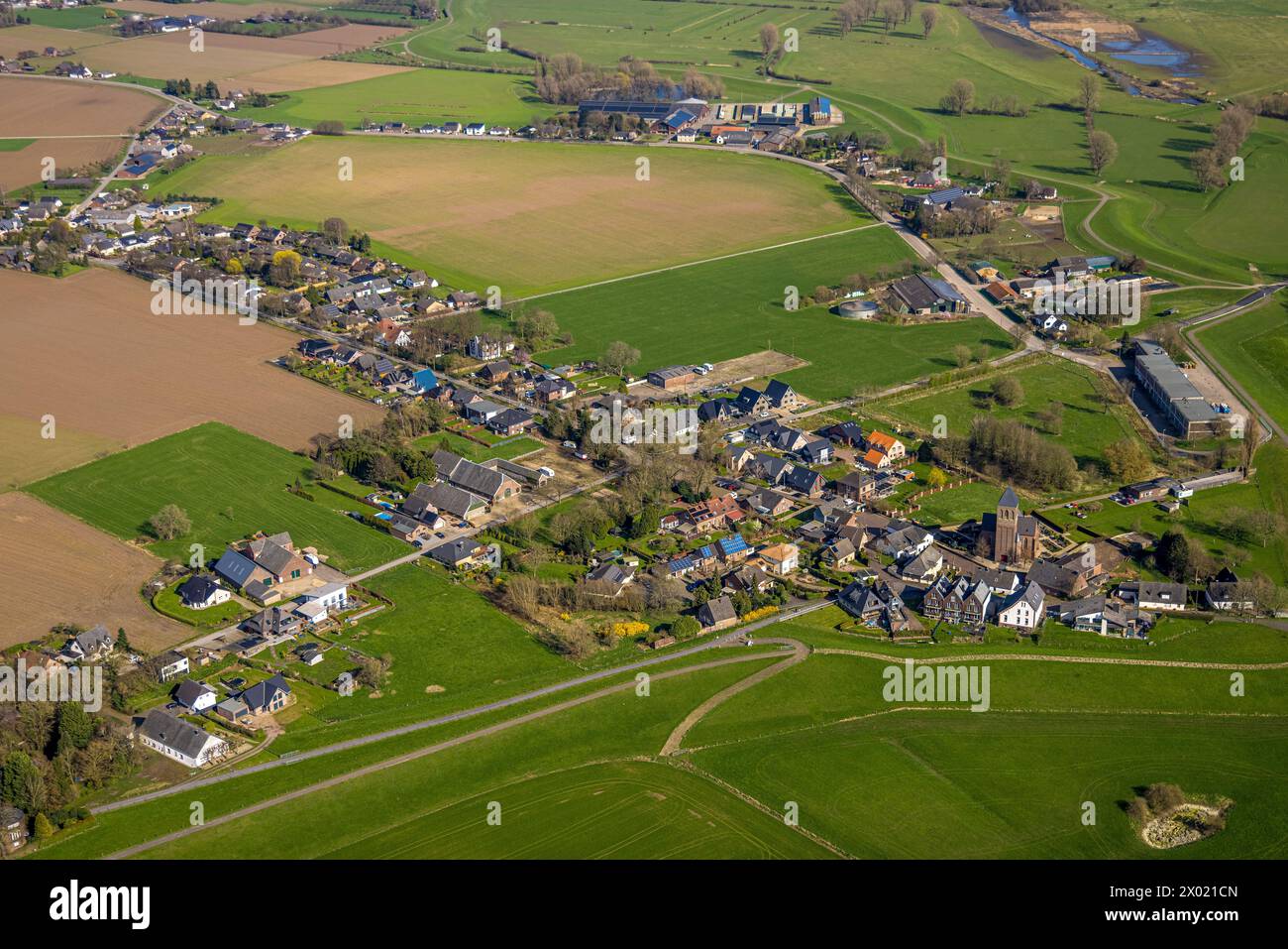 Luftaufnahme, Wohngebiet, Blick auf den Stadtteil Dornick, Emmerich am Rhein, Nordrhein-Westfalen, Deutschland Stockfoto