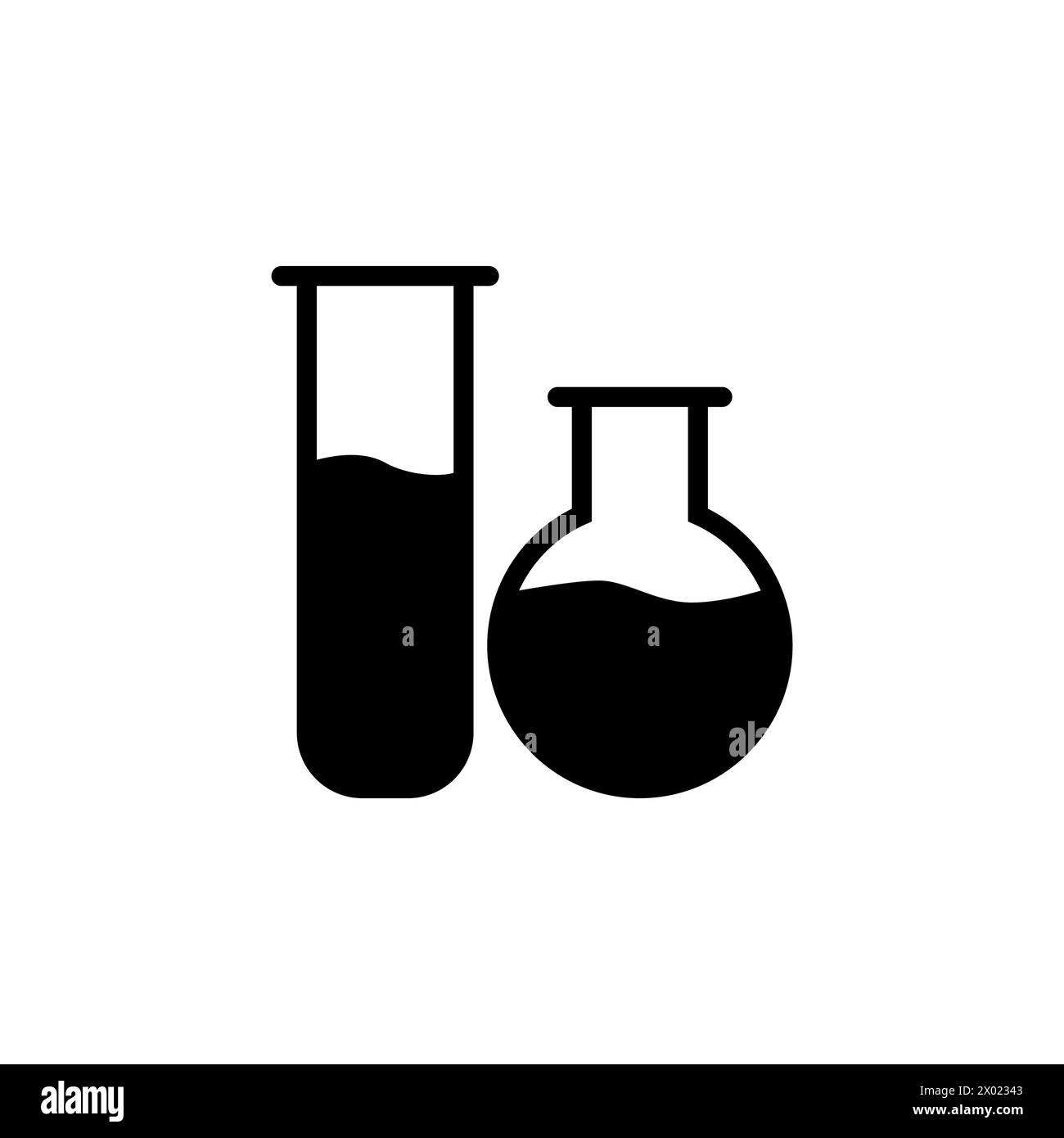 Flaches Vektorsymbol für Reagenzglas im Chemielabor. Einfaches, ausgefülltes Symbol auf weißem Hintergrund Stock Vektor