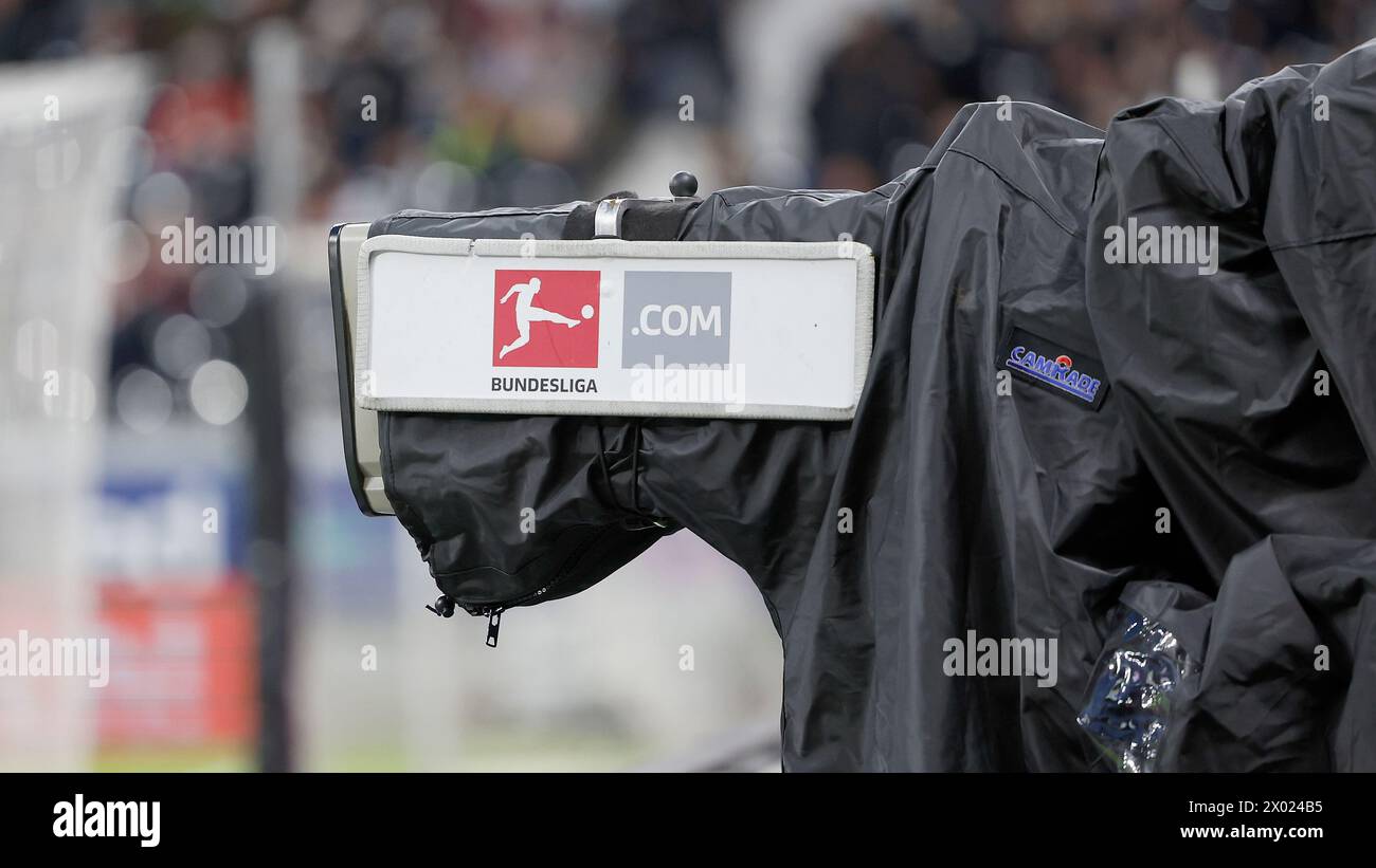 Bundesliga Cam, Bundesliga Logo, TV, Branding. 05.04.2024, Fussball, Bundesliga, Eintracht Frankfurt - SV Werder Bremen, DE, Frankfurt am Main, Deu Stockfoto