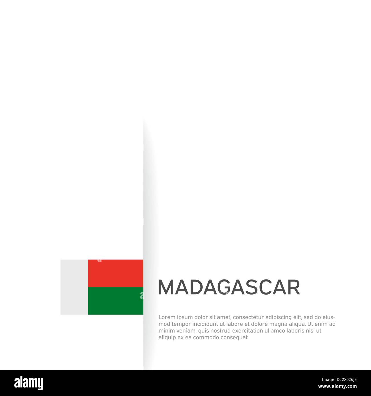 Hintergrund der Madagaskar-Flagge. Staatliches patriotisches madagaskar-Banner, Cover. Dokumentvorlage, Markierung auf weißem Hintergrund. Nationales Poster. Geschäftsbroschüre Stock Vektor